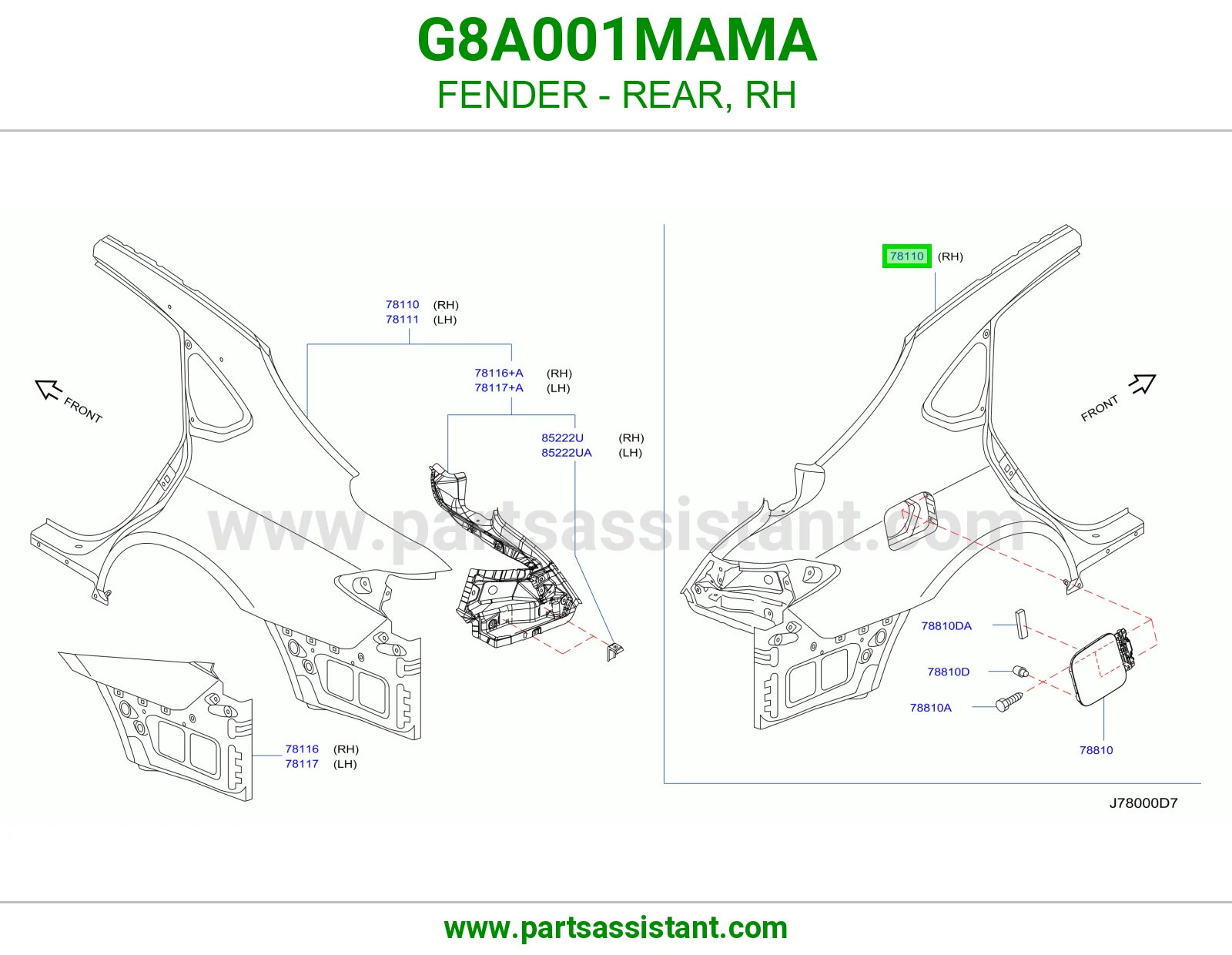 رفرف خلفي يمين G8A001MAMA