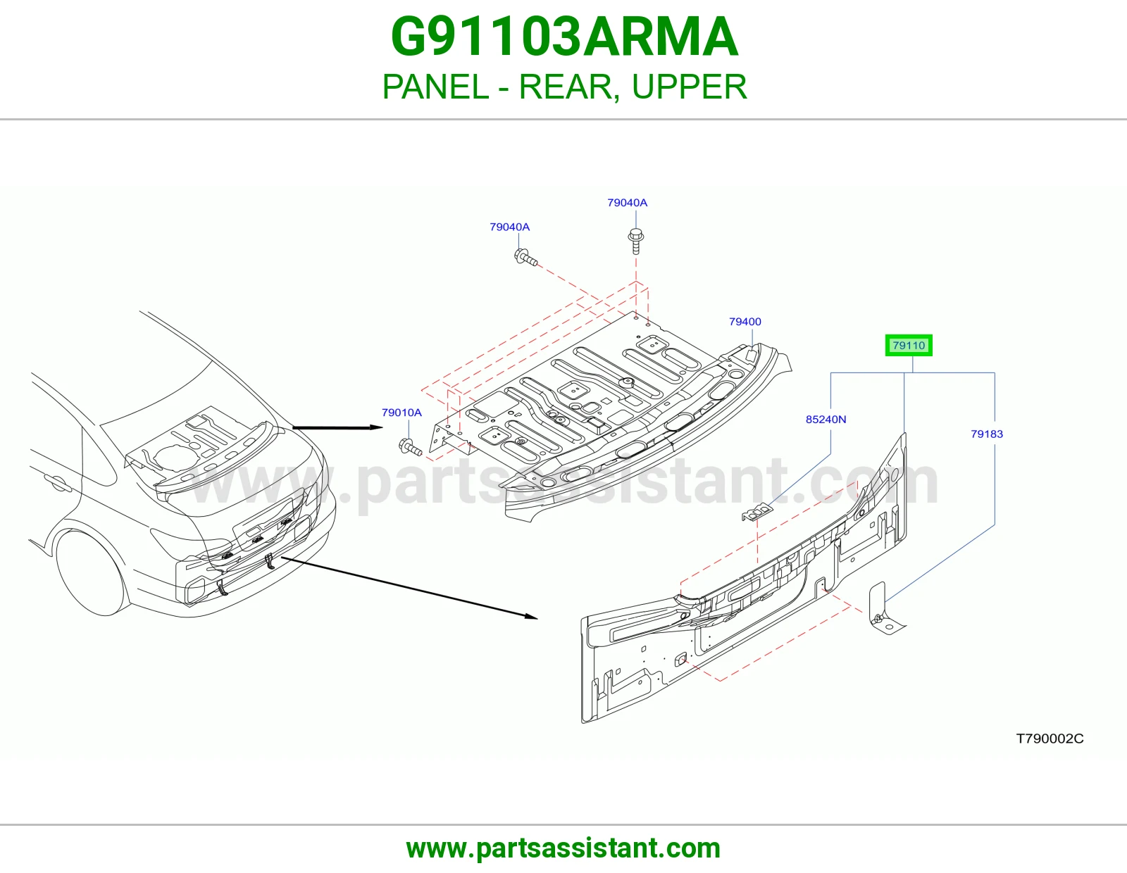 لوحة خلفي علوي G91103ARMA
