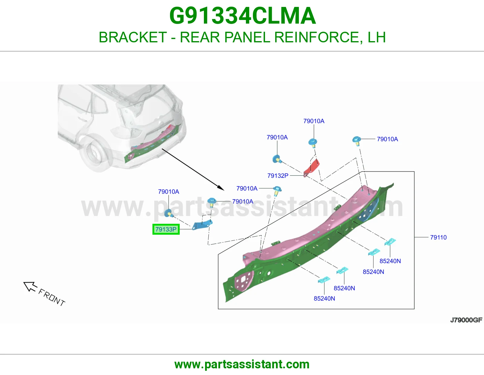 قاعدة تقوية صاج خلفي يسار G91334CLMA