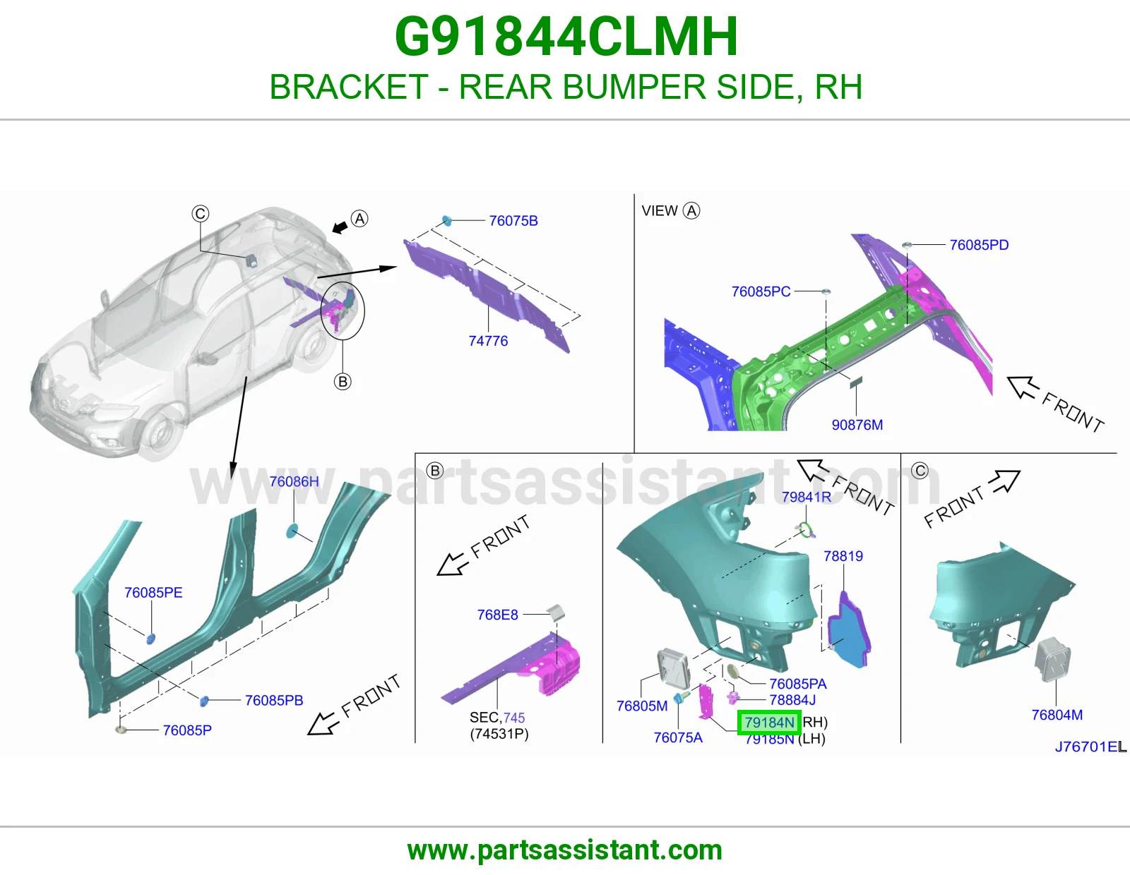 قاعدة جنب صدام خلفي يمين G91844CLMH