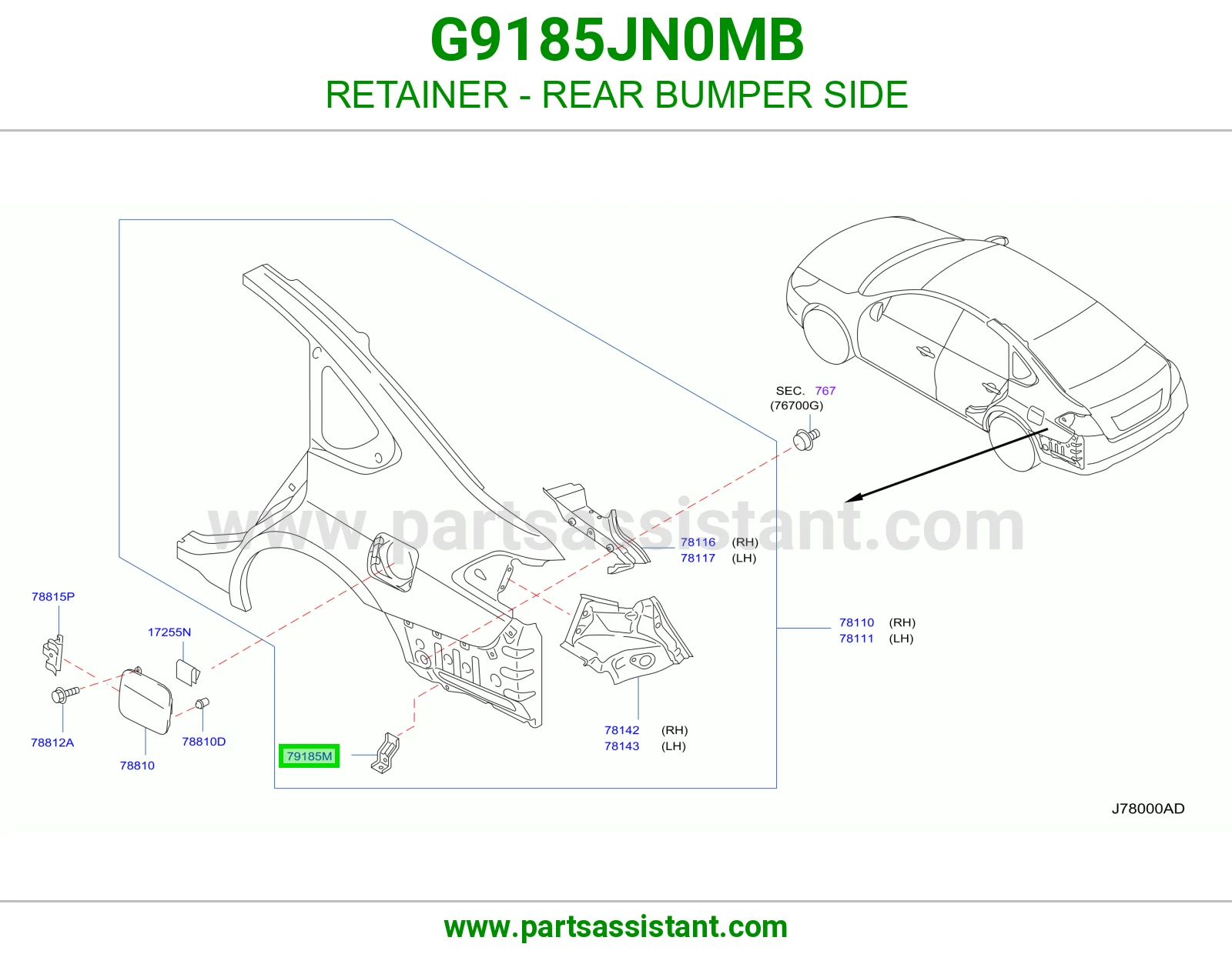مثبت جنب صدام خلفي G9185JN0MB