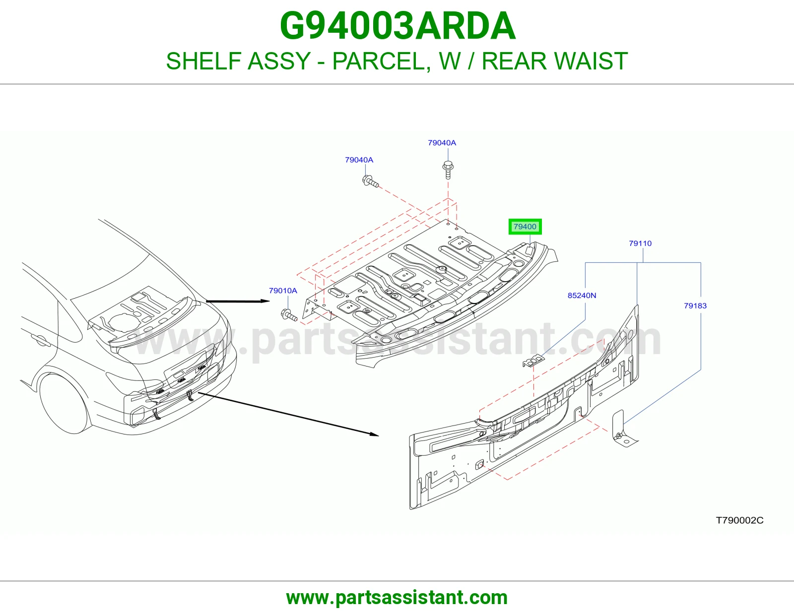 رف شنطة خلفي مع زيق قزاز خلفي كامل G94003ARDA