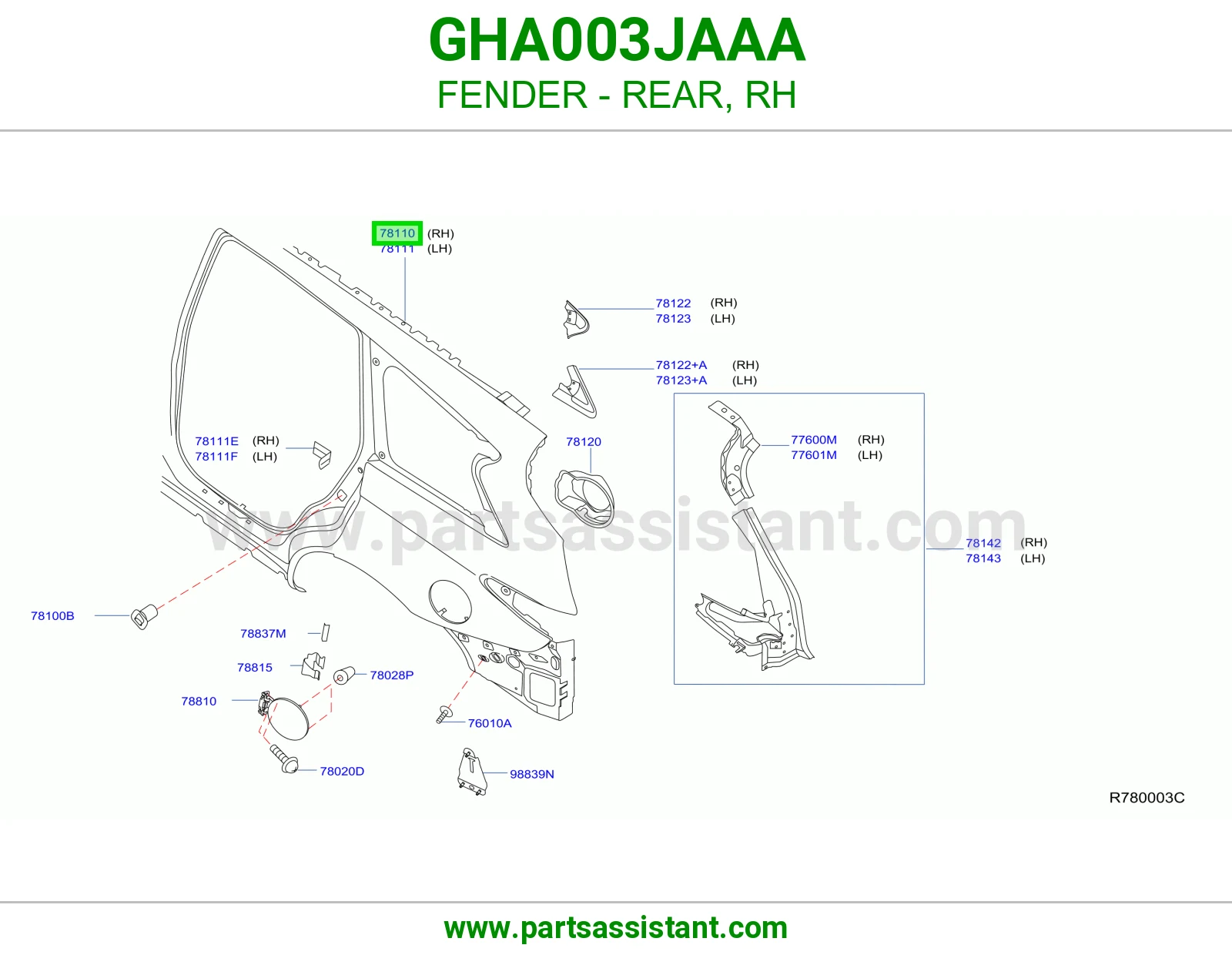 رفرف خلفي يمين GHA003JAAA