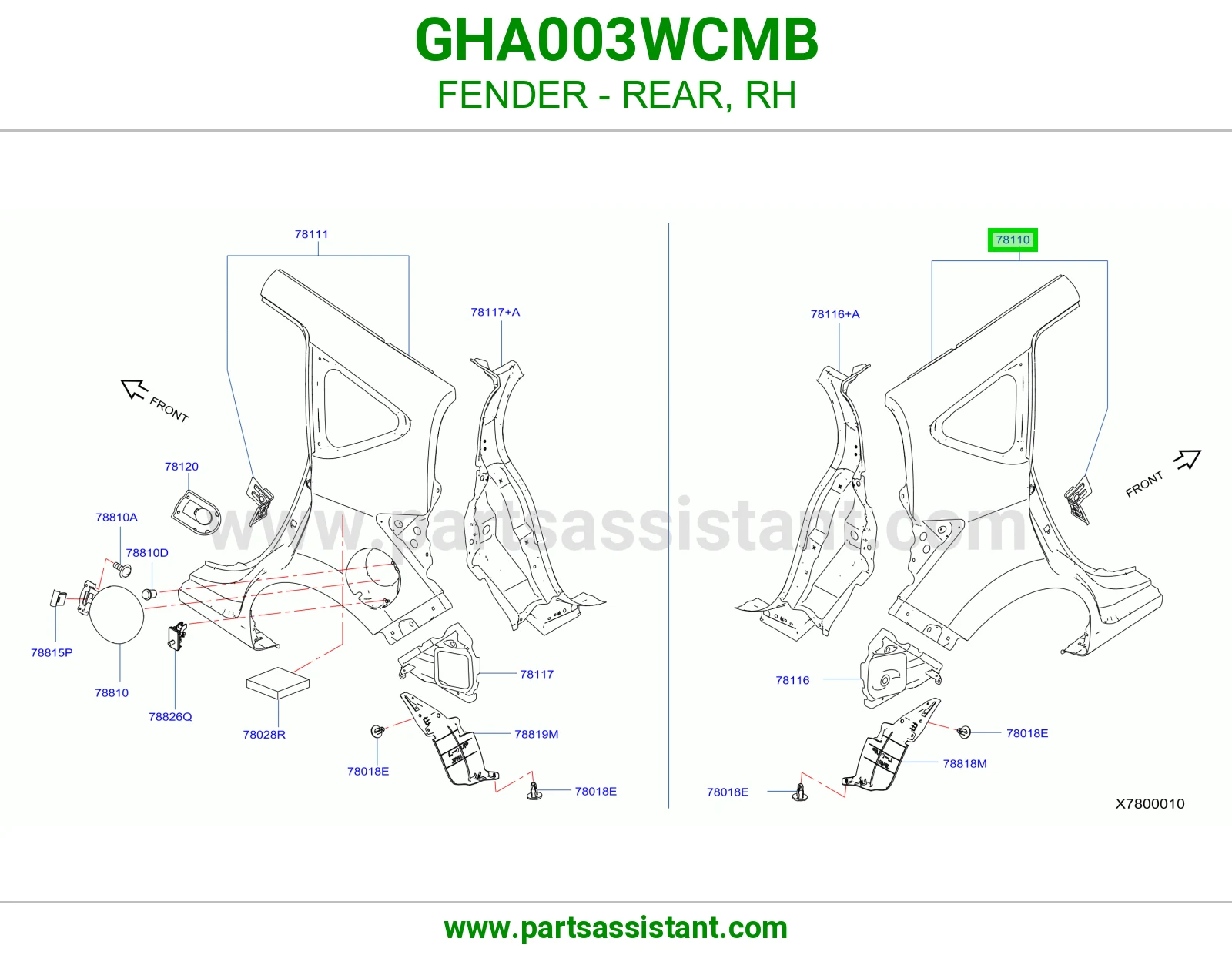 رفرف خلفي يمين GHA003WCMB