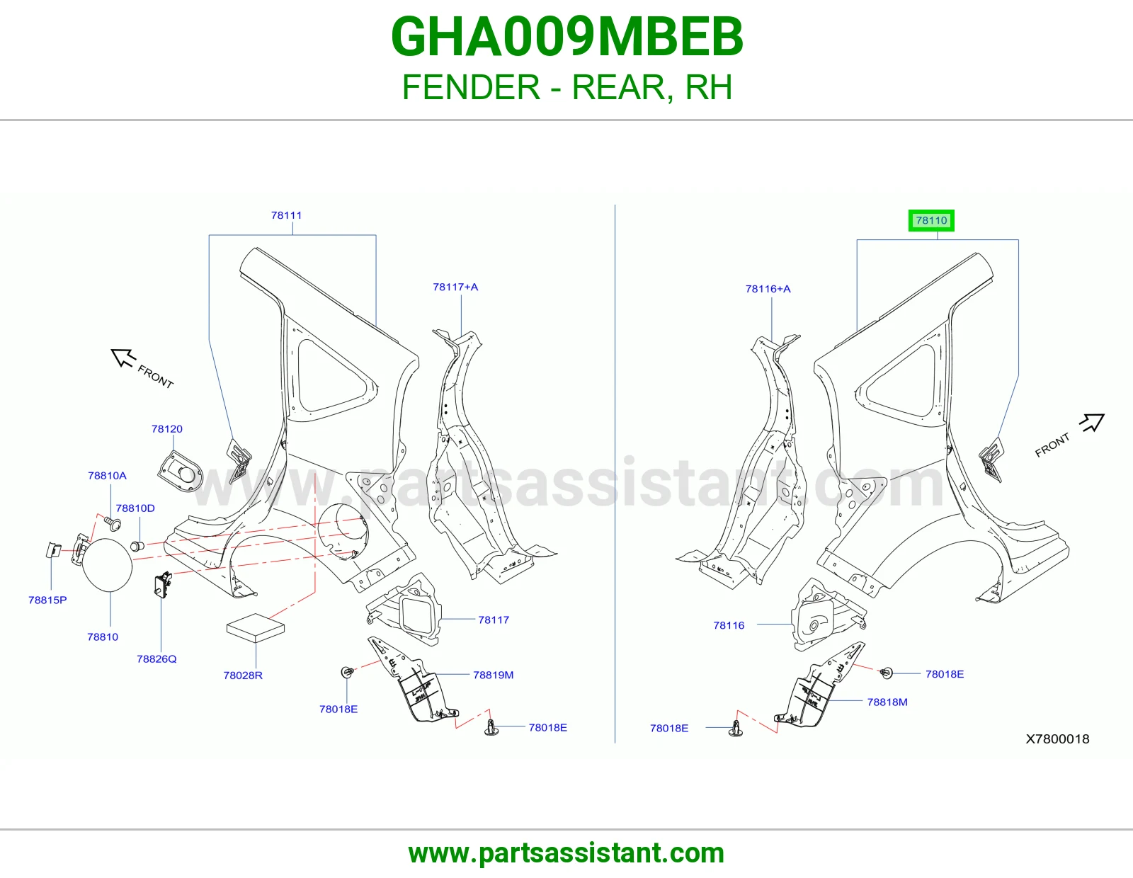 رفرف خلفي يمين GHA009MBEB