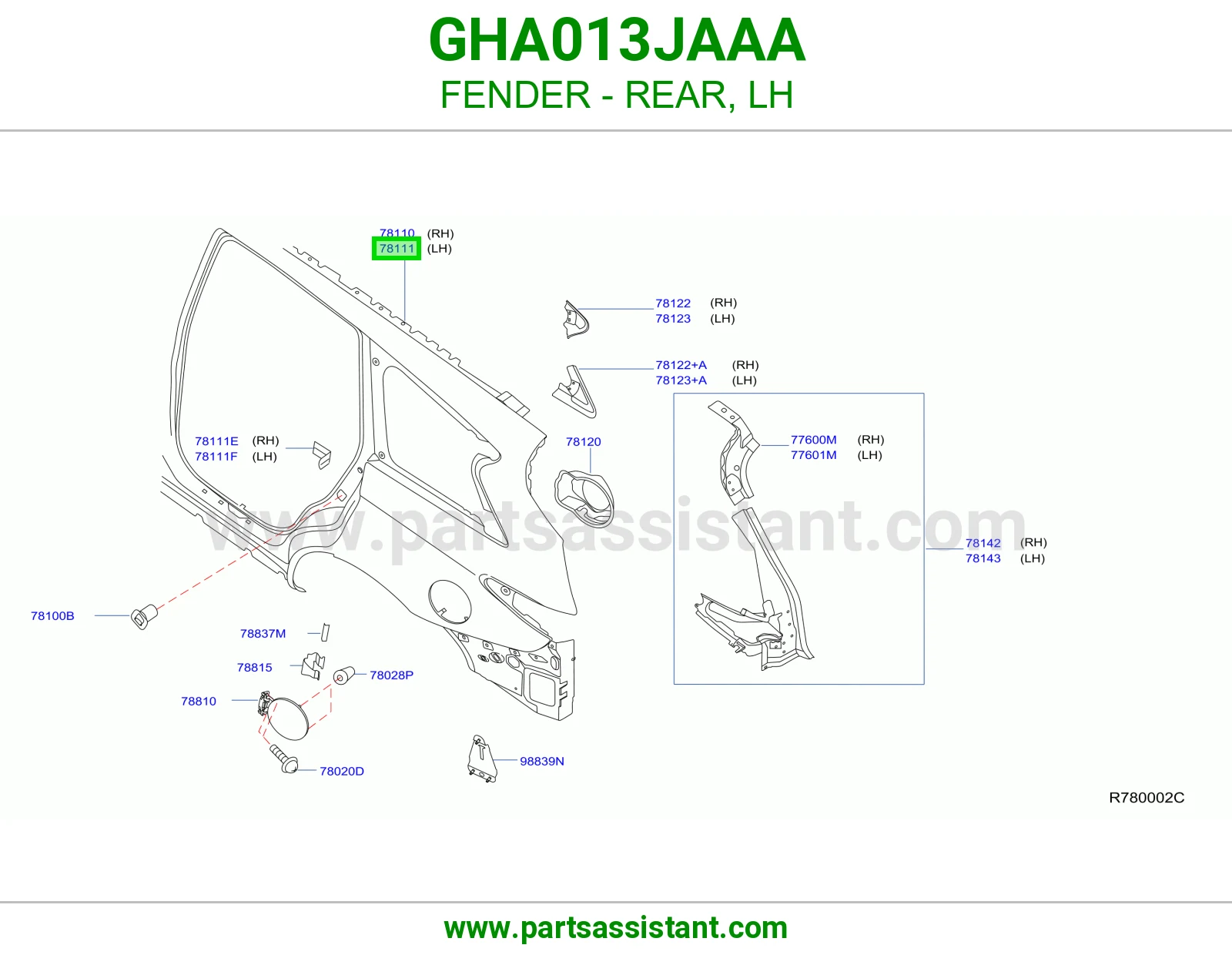 رفرف خلفي يسار GHA013JAAA