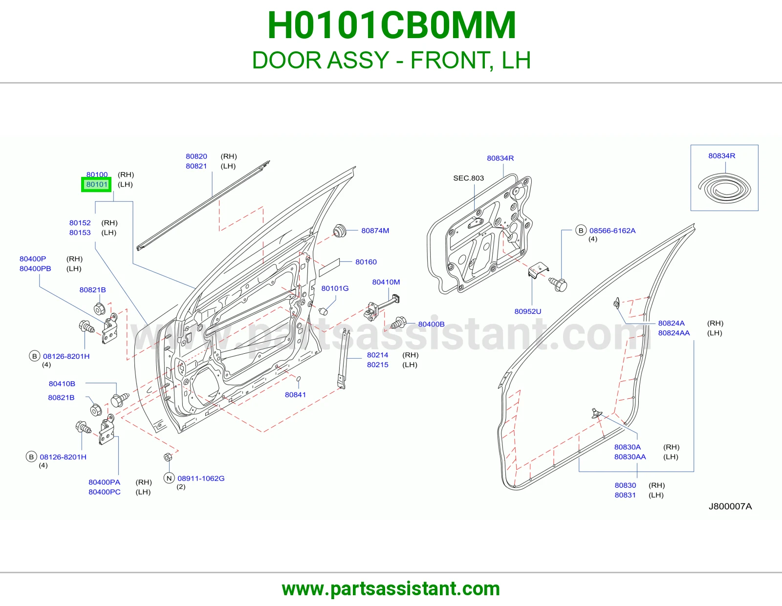 باب امامي يسار H0101CB0MM