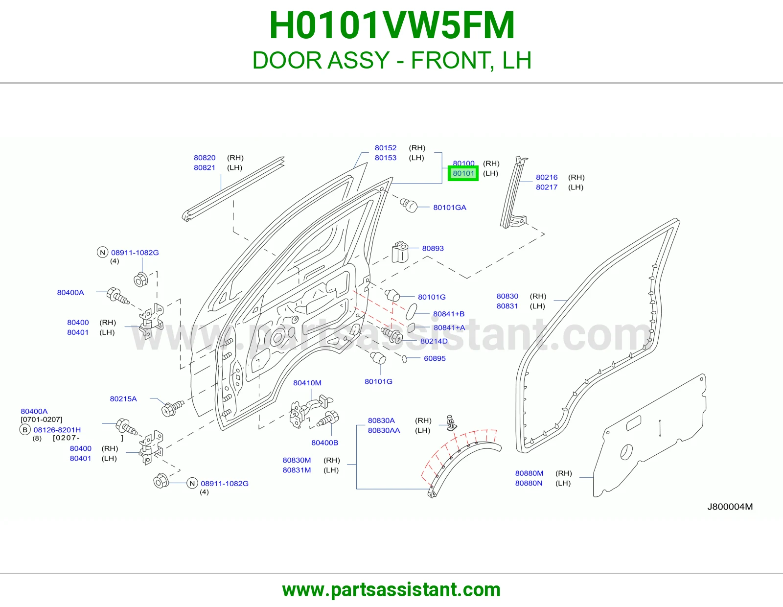 DOOR ASSY - FRONT, LH H0101VW5FM
