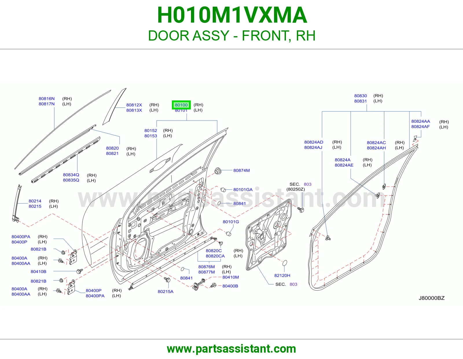 باب امامي يمين H010M1VXMA