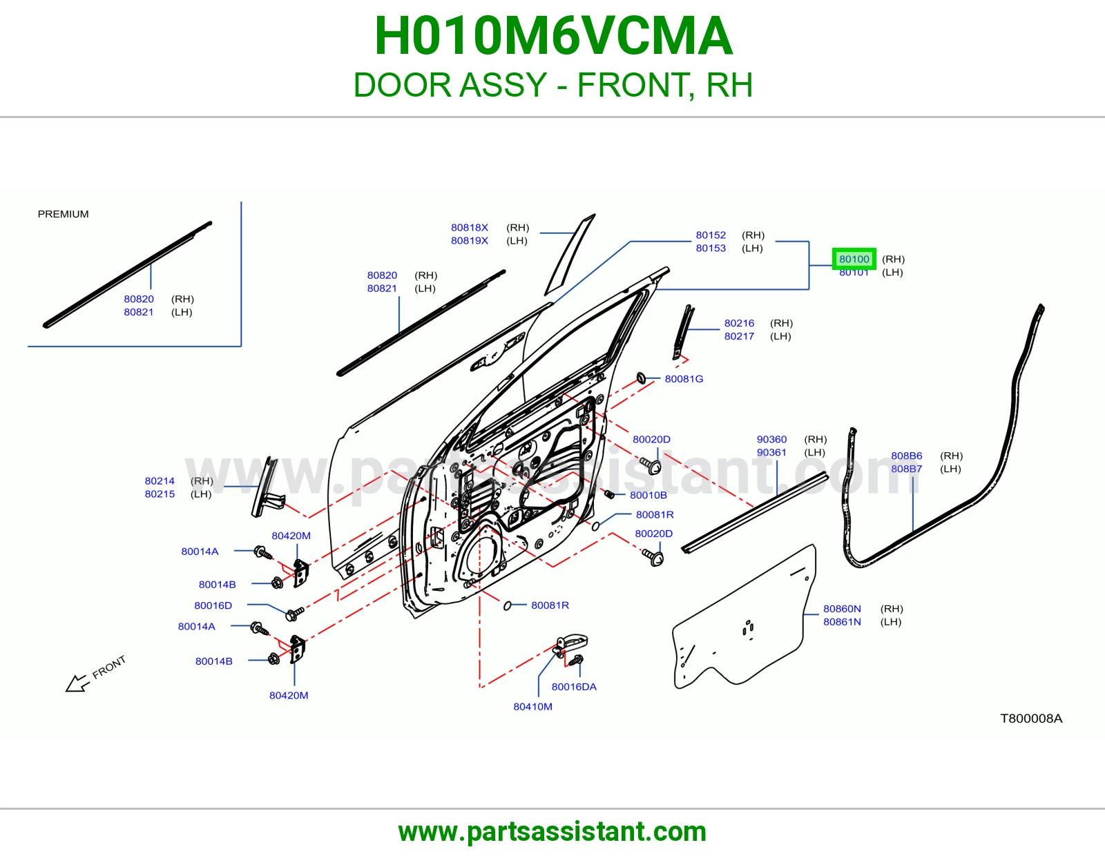باب امامي يمين H010M6VCMA