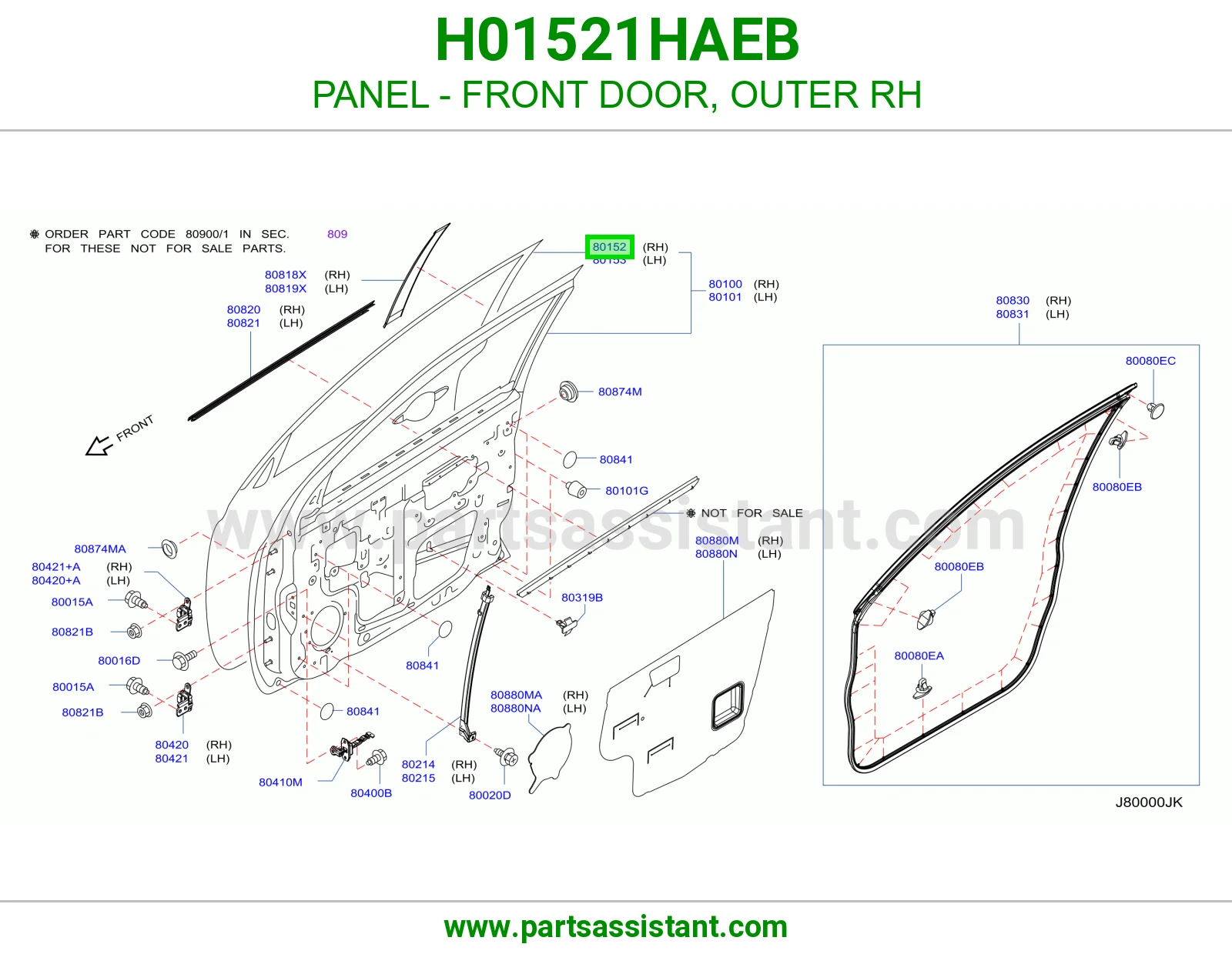 قشره باب امامي يمين H01521HAEB