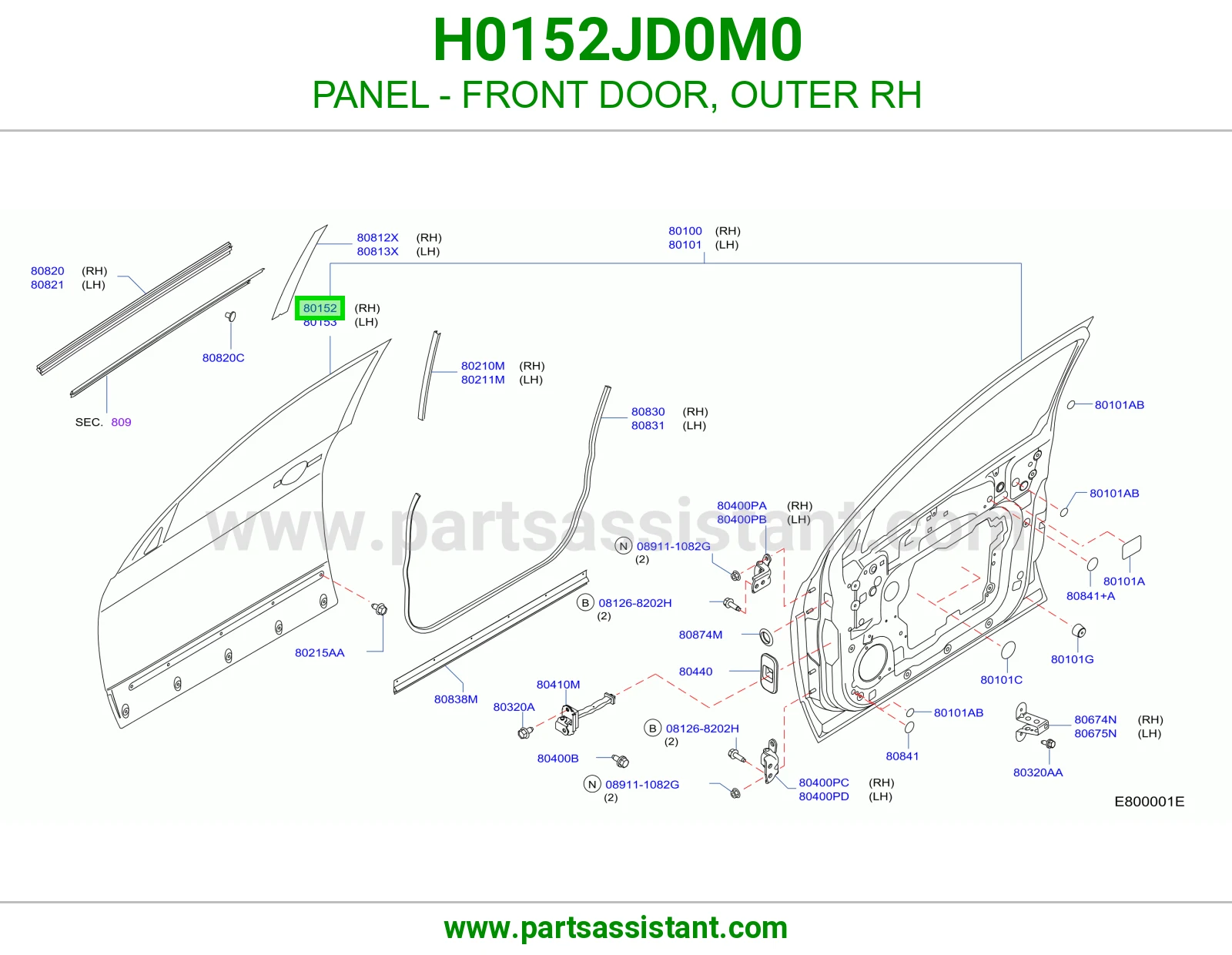 PANEL - FRONT DOOR, OUTER RH H0152JD0M0
