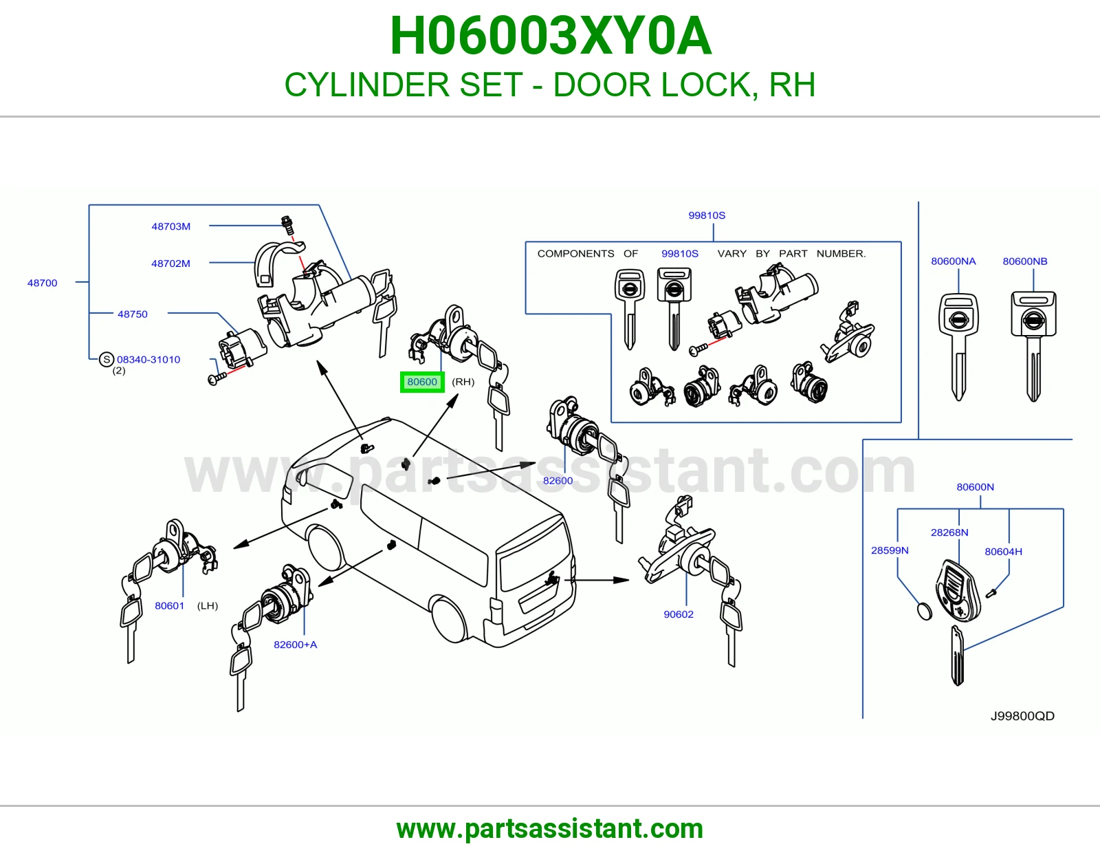 دقمه قفل باب يمين H06003XY0A
