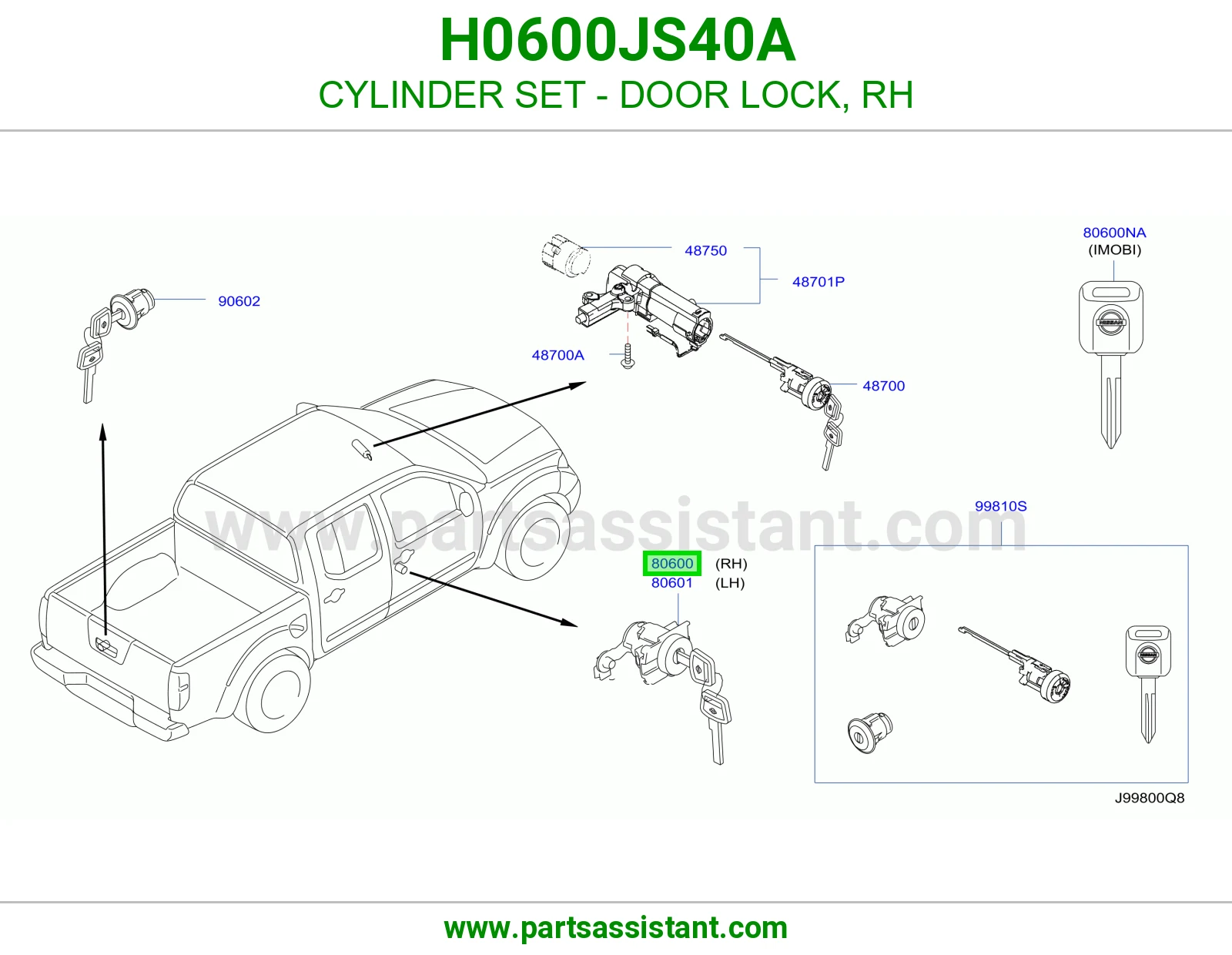 دقمه قفل باب يمين H0600JS40A