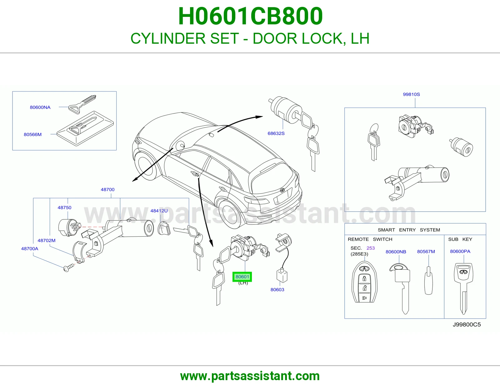 دقمه قفل باب يسار H0601CB800