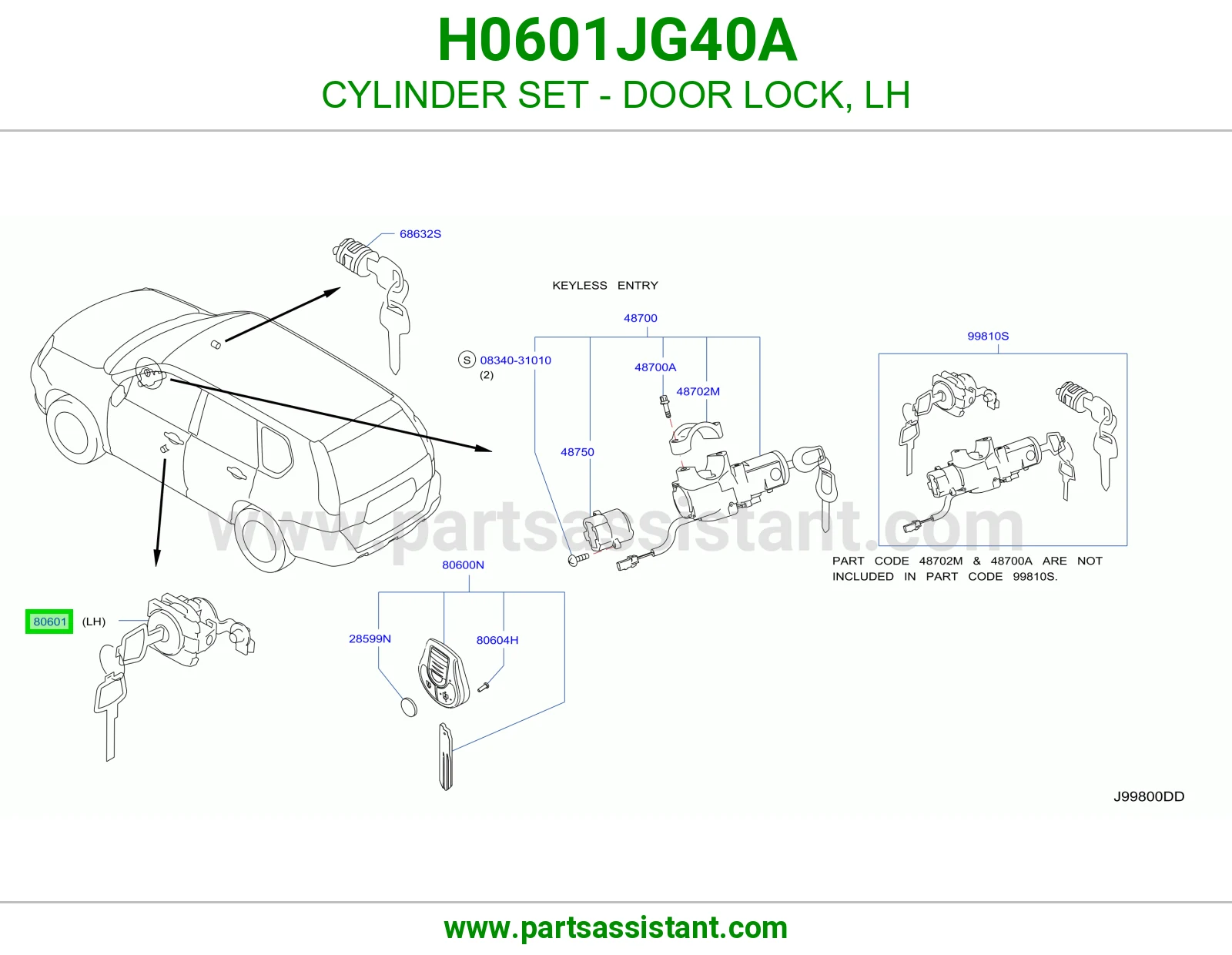 دقمه قفل باب يسار H0601JG40A