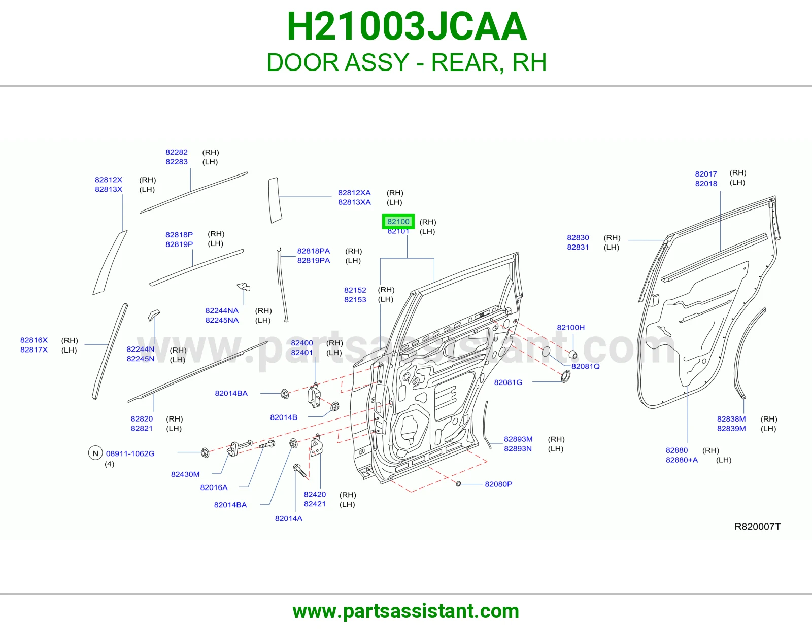 باب خلفي يمين كامل H21003JCAA
