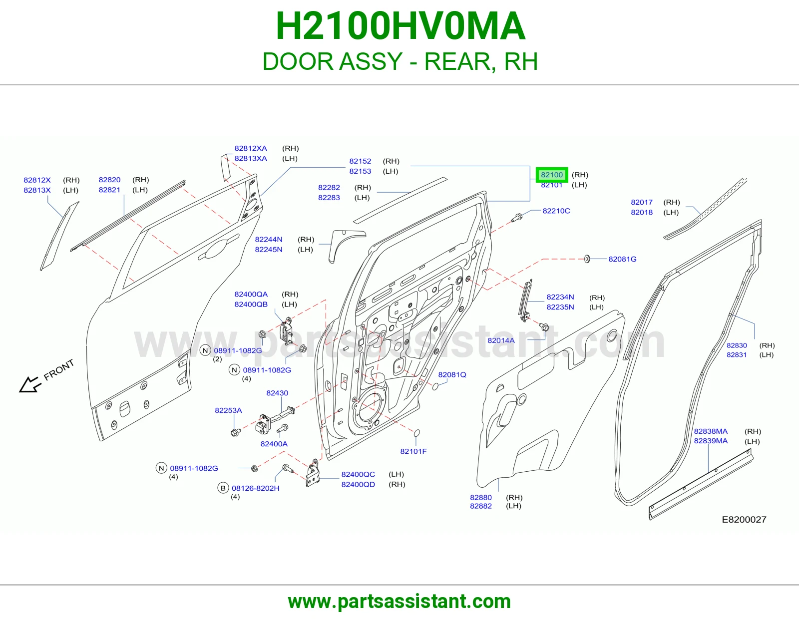 باب خلفي يمين كامل H2100HV0MA