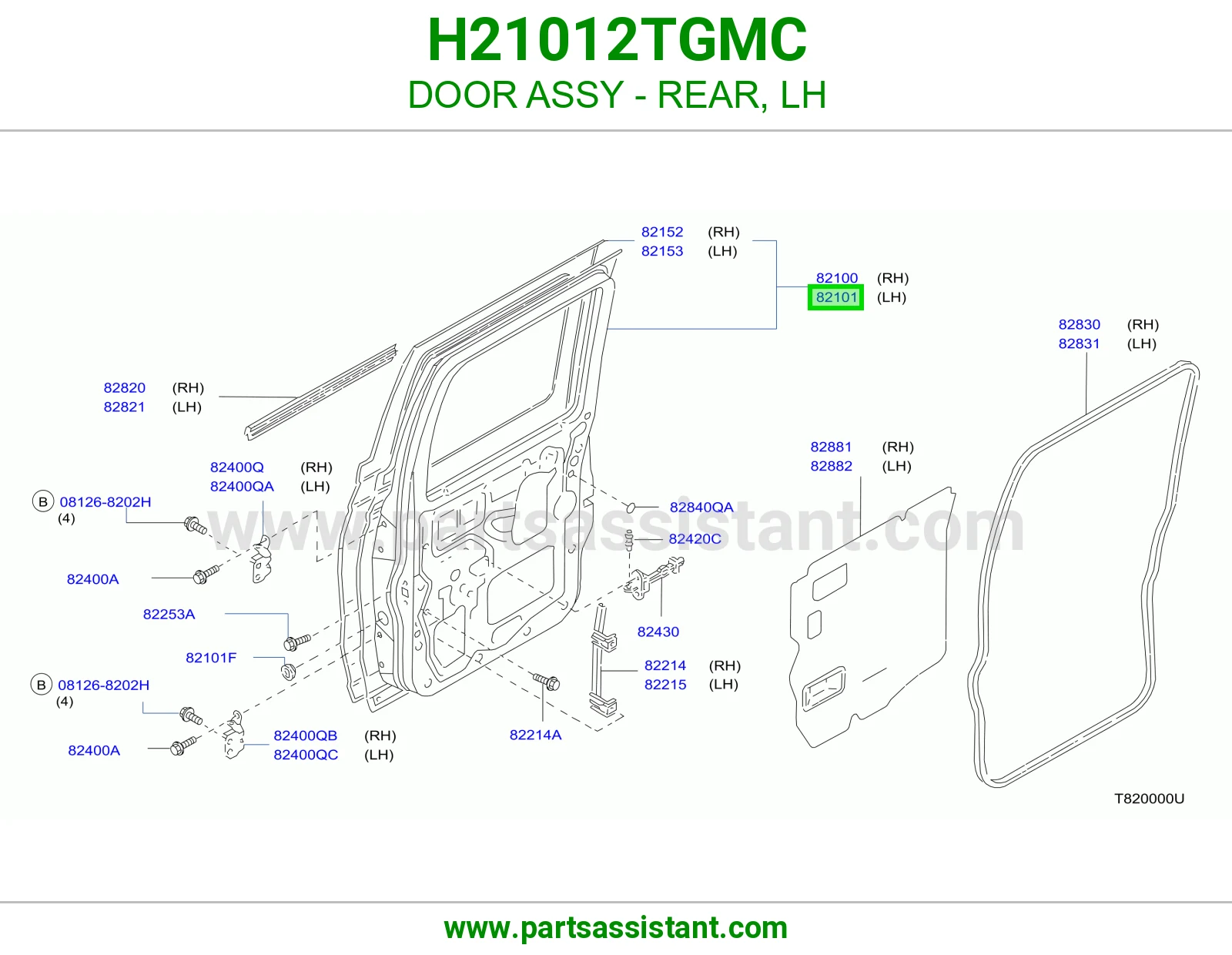 باب خلفي يسار كامل H21012TGMC