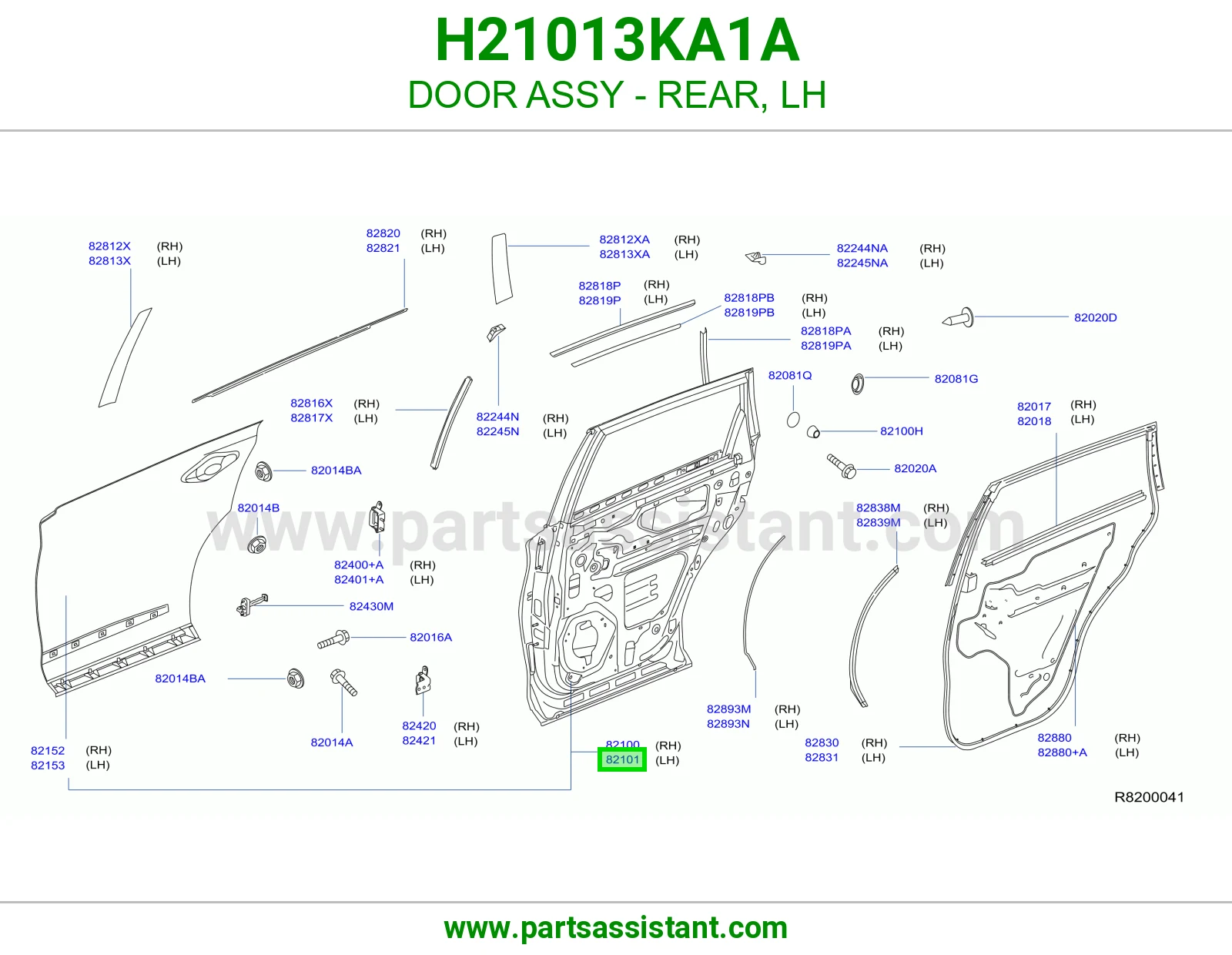 باب خلفي يسار كامل H21013KA1A