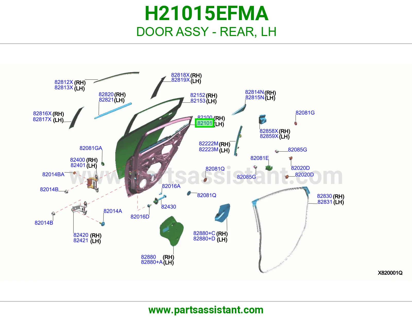 باب خلفي يسار كامل H21015EFMA