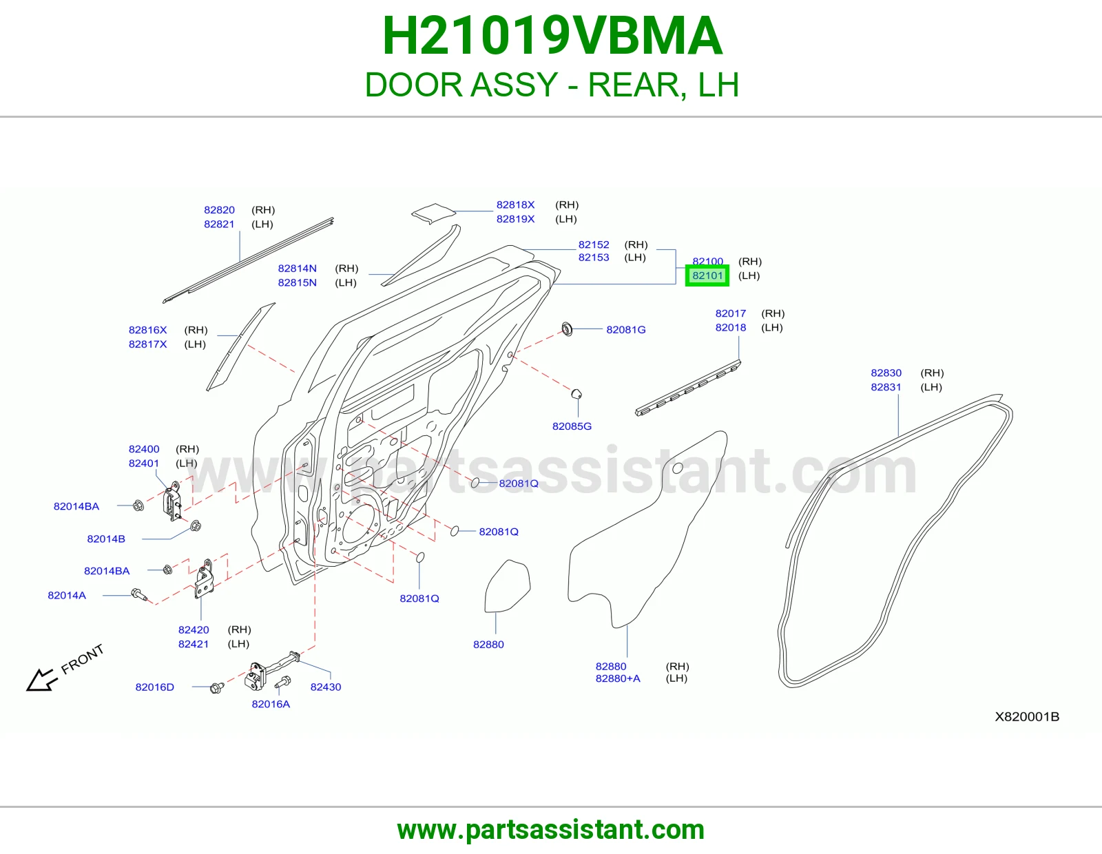 باب خلفي يسار كامل H21019VBMA