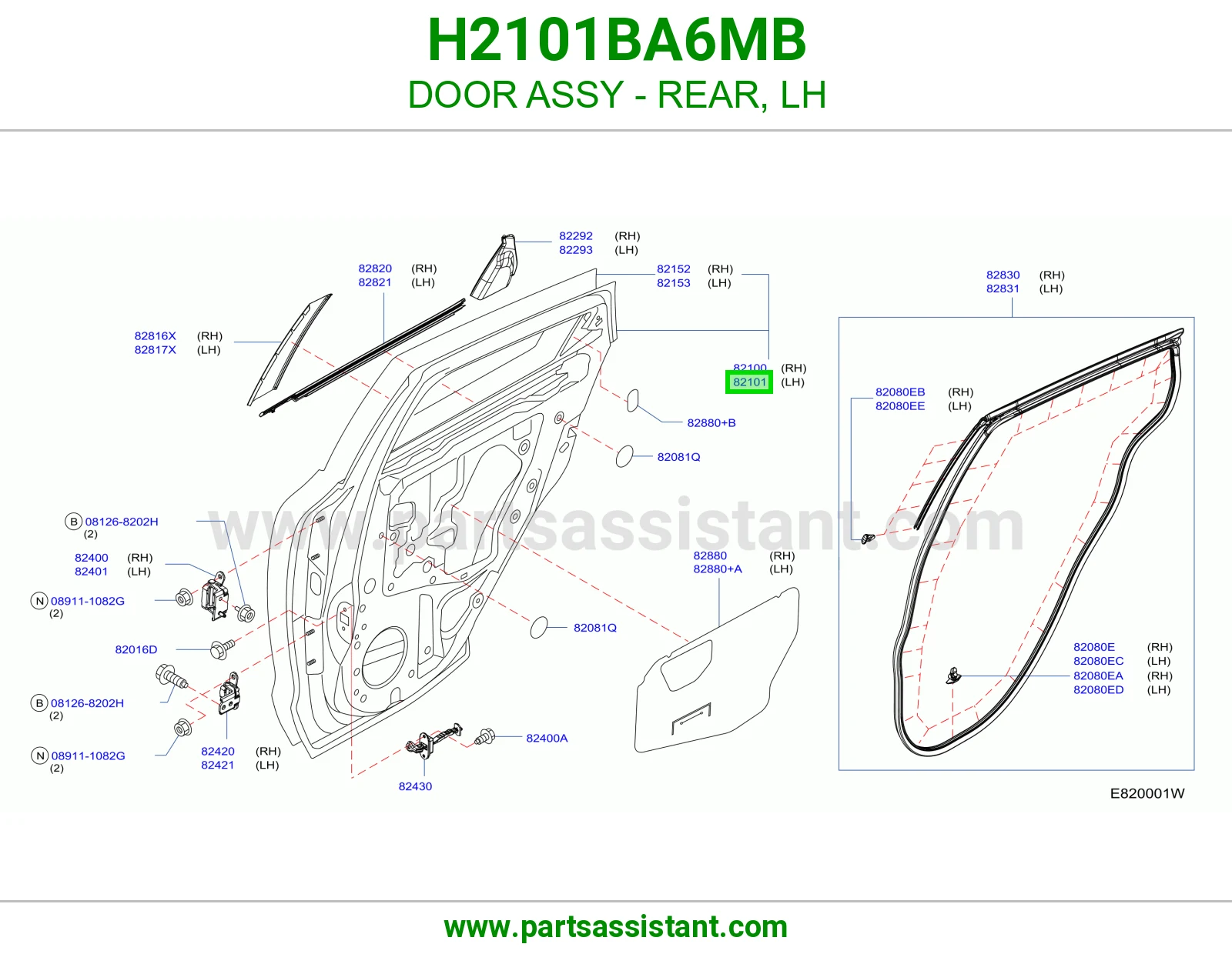 باب خلفي يسار كامل H2101BA6MB