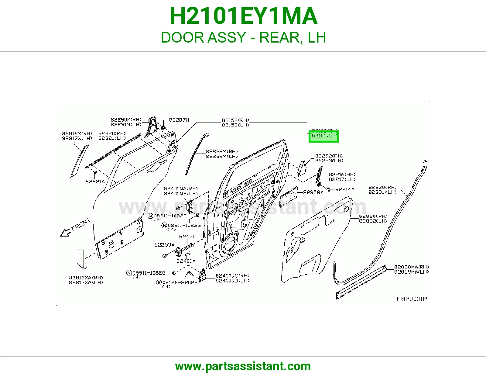 باب خلفي يسار كامل H2101EY1MA