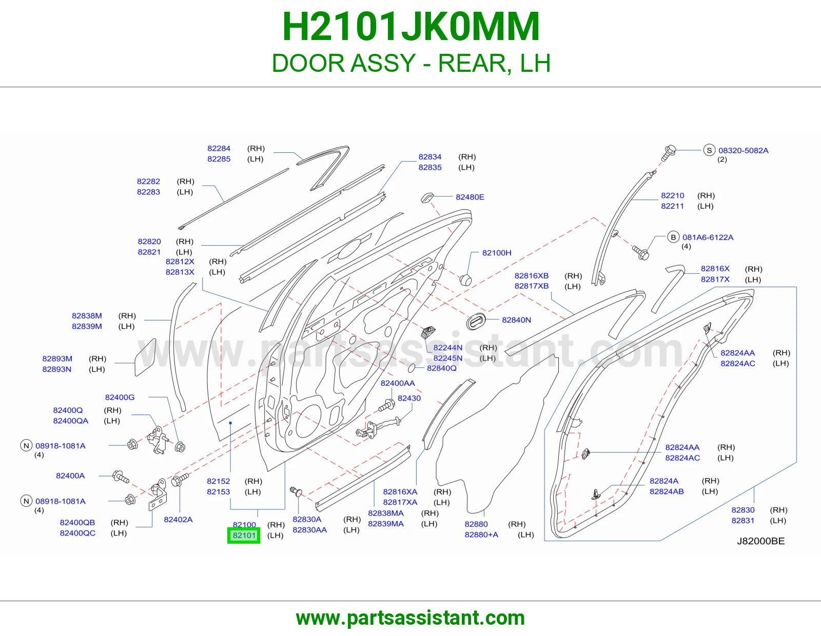 باب خلفي يسار كامل H2101JK0MM