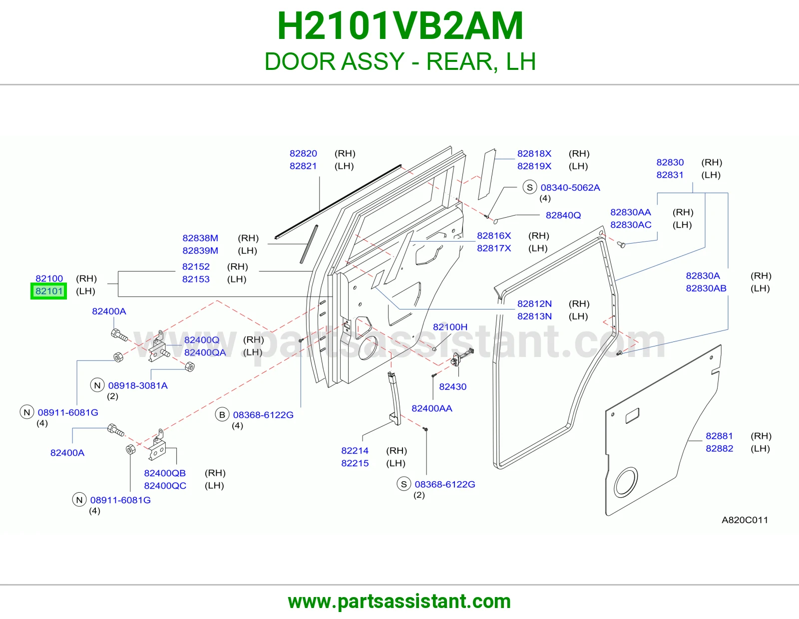 باب خلفي يسار كامل H2101VB2AM
