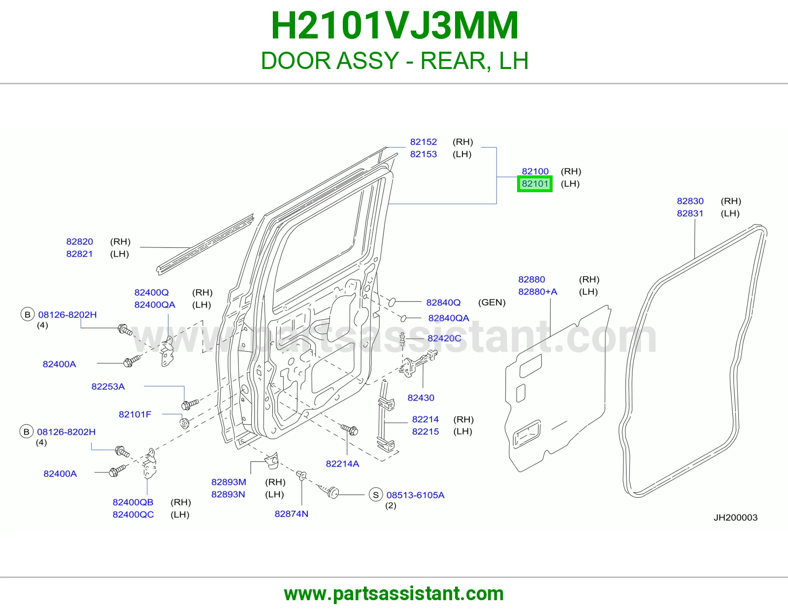 باب خلفي يسار كامل H2101VJ3MM