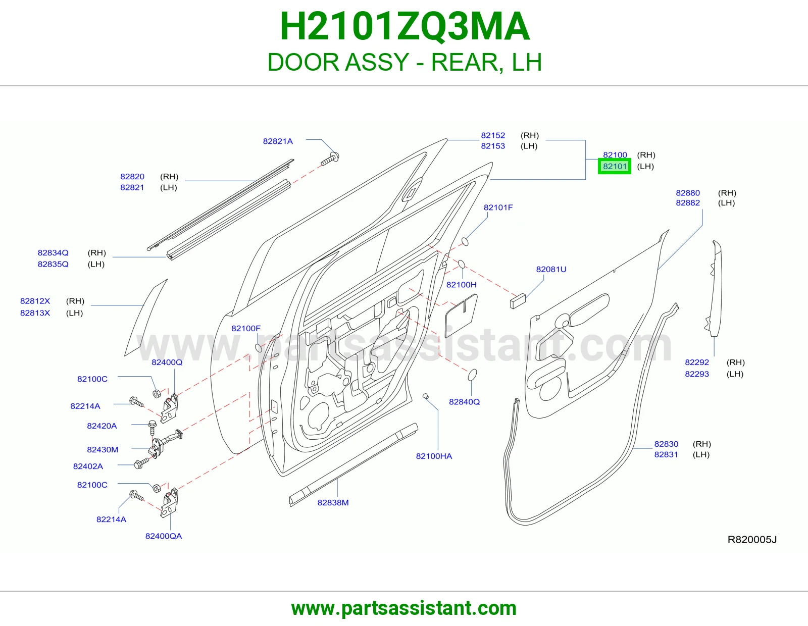 باب خلفي يسار كامل H2101ZQ3MA