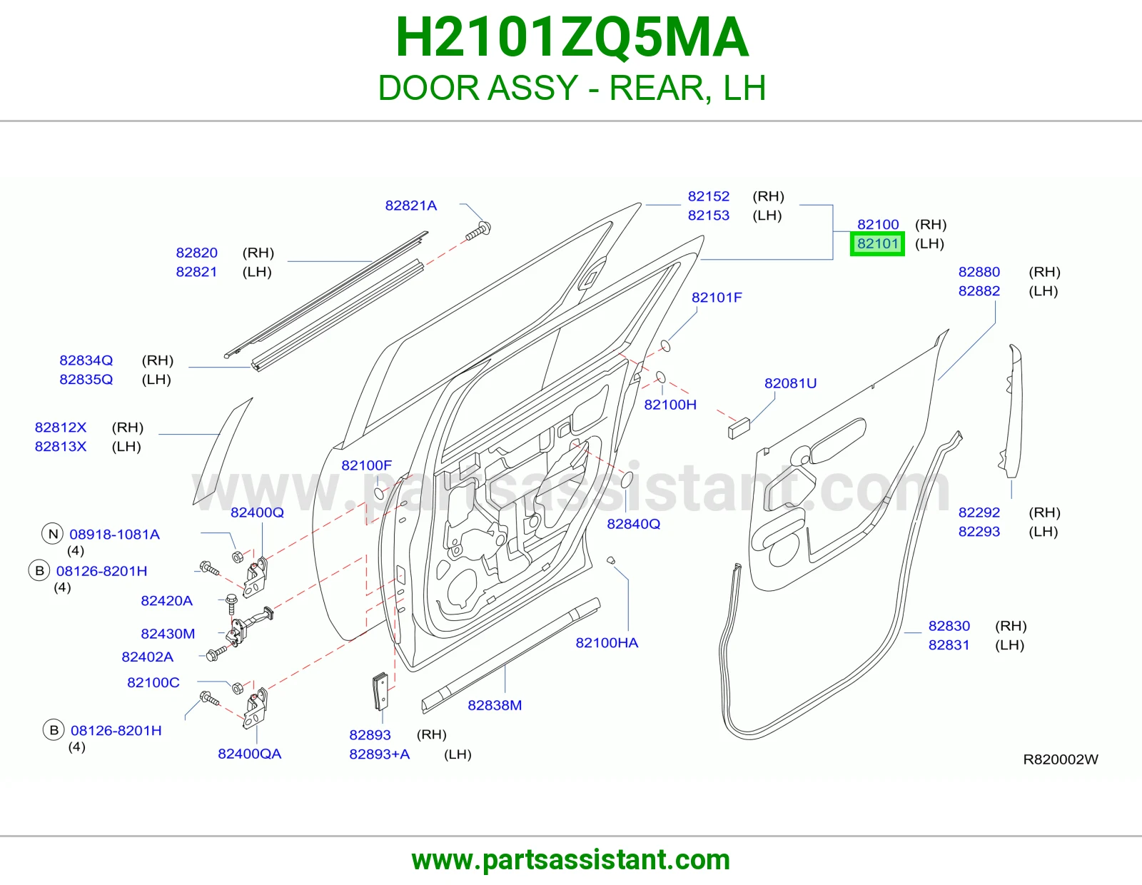 باب خلفي يسار كامل H2101ZQ5MA