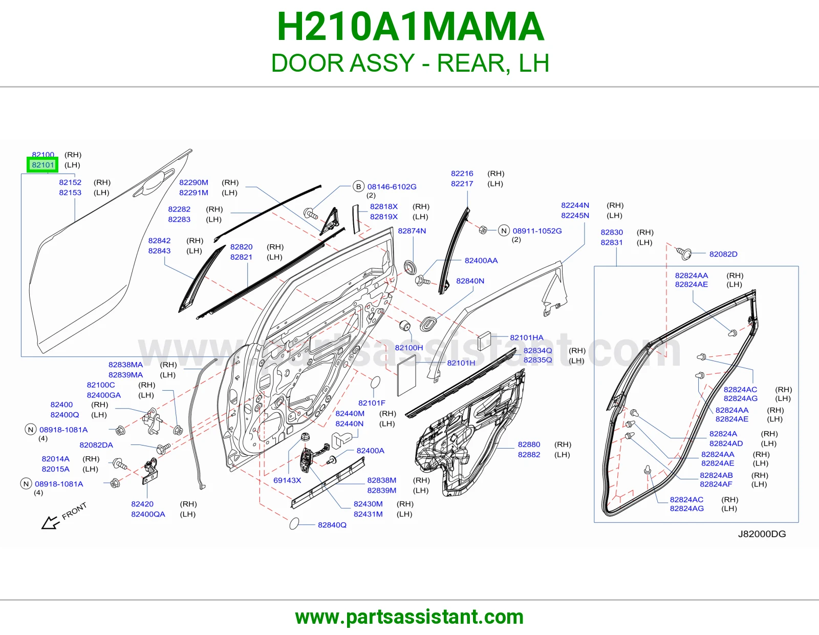 باب خلفي يسار كامل H210A1MAMA