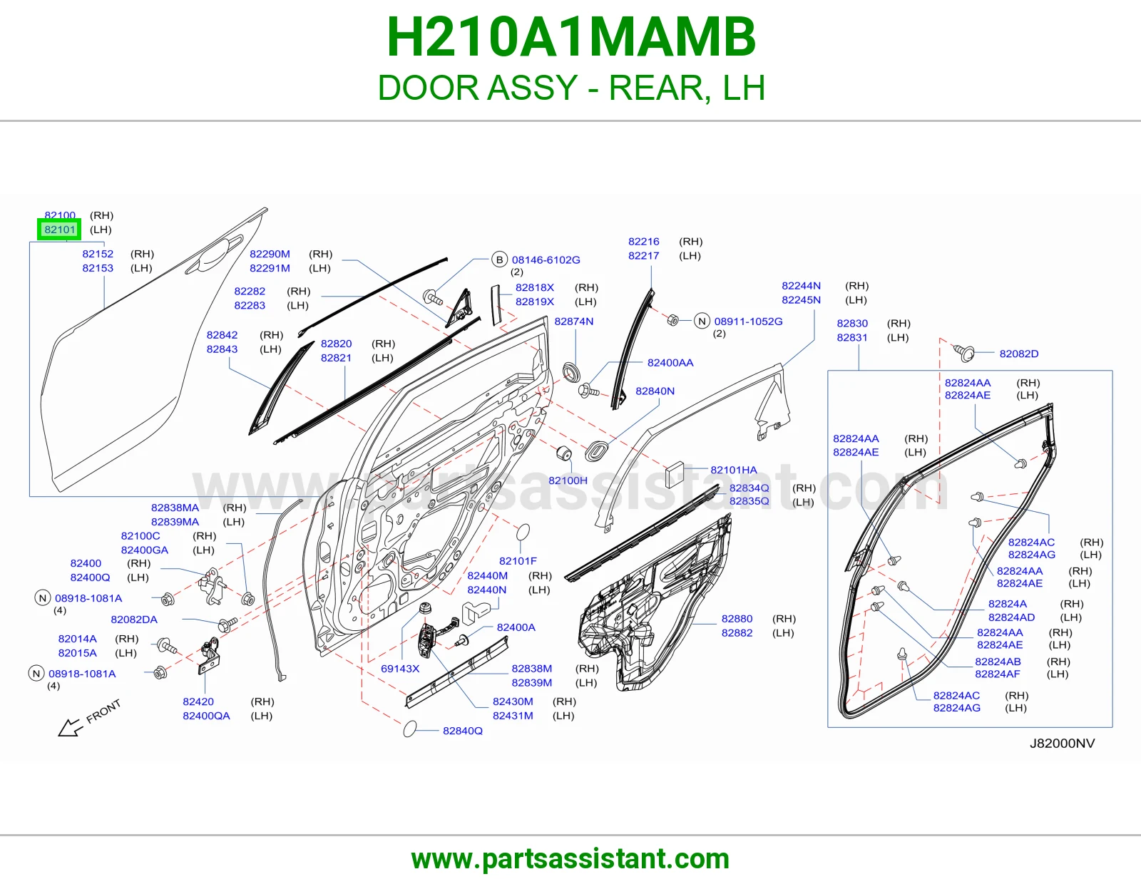باب خلفي يسار كامل H210A1MAMB
