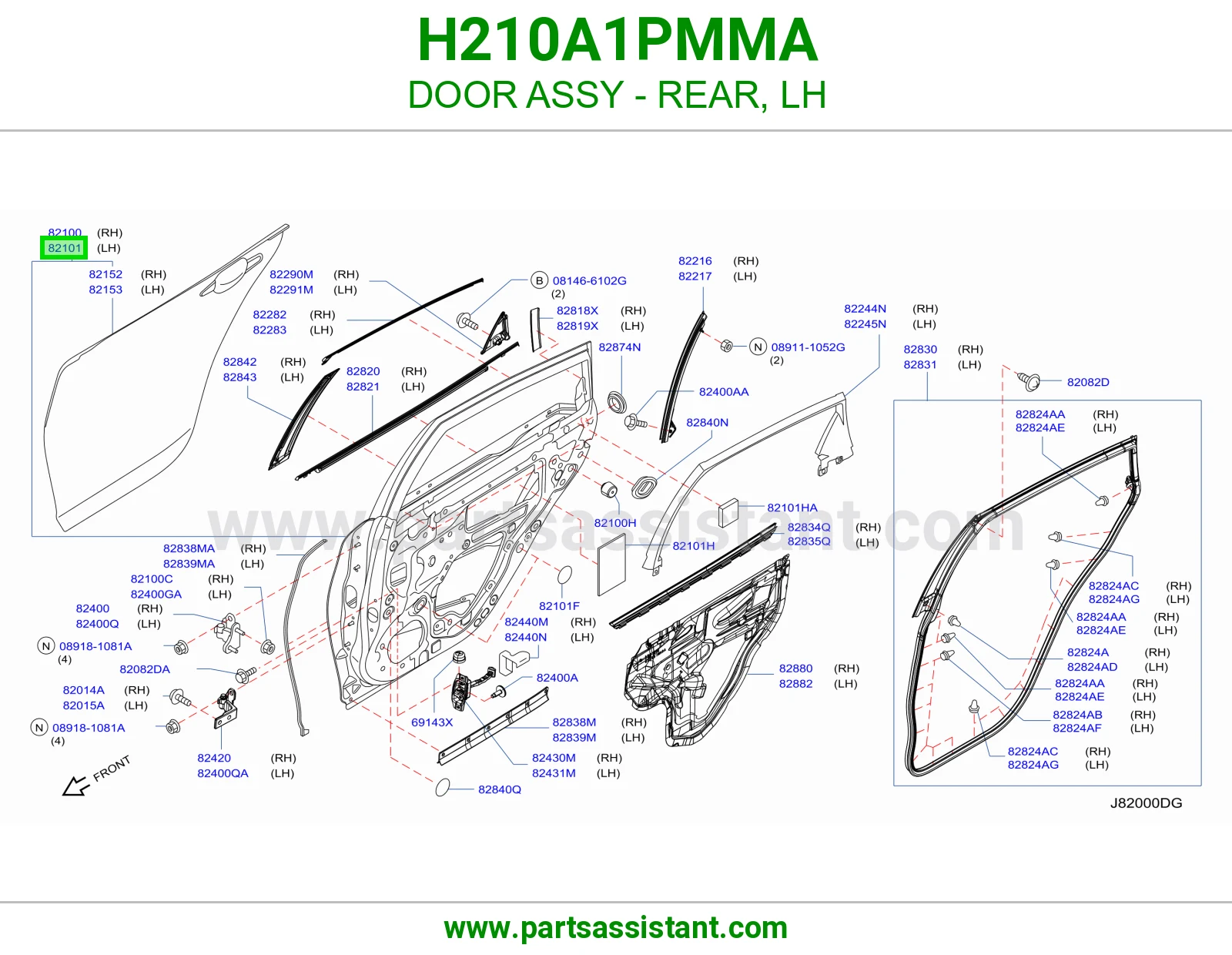 DOOR ASSY - REAR, LH H210A1PMMA