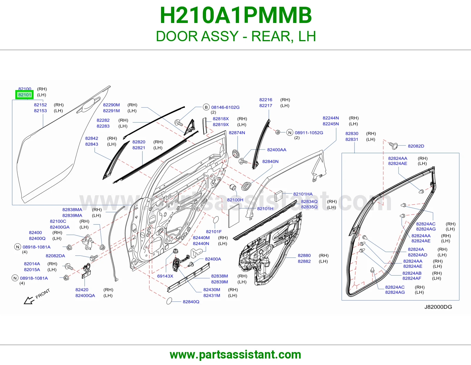 باب خلفي يسار كامل H210A1PMMB
