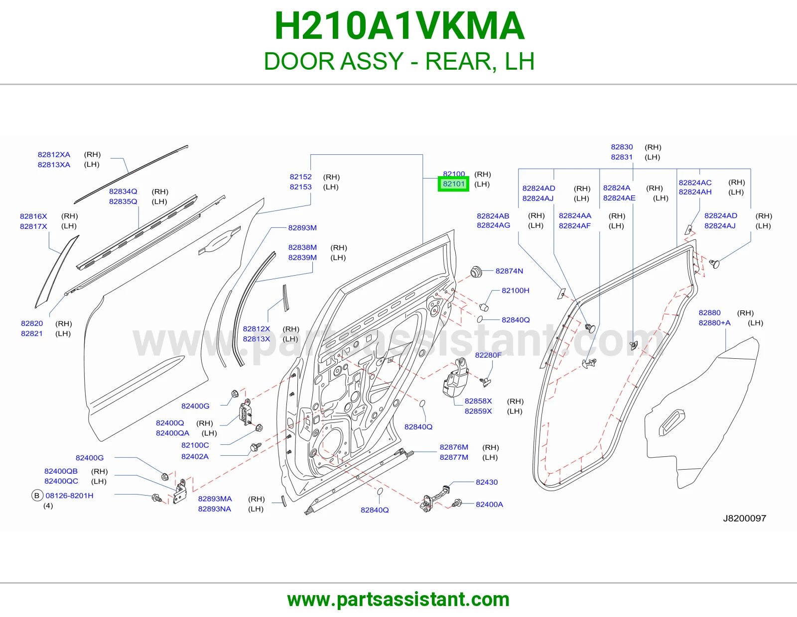 باب خلفي يسار كامل H210A1VKMA