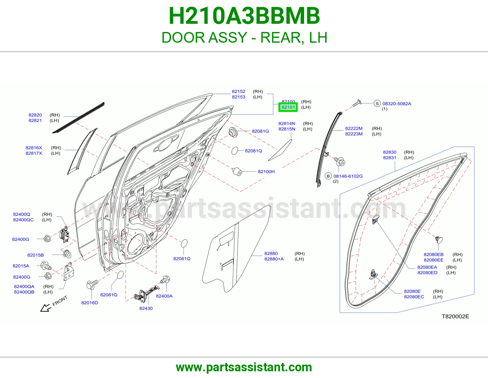 باب خلفي يسار كامل H210A3BBMB