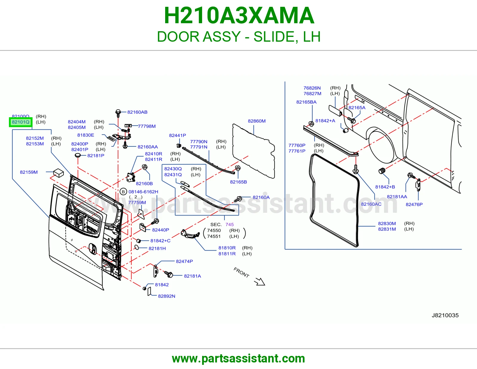 باب سحاب يسار كامل H210A3XAMA