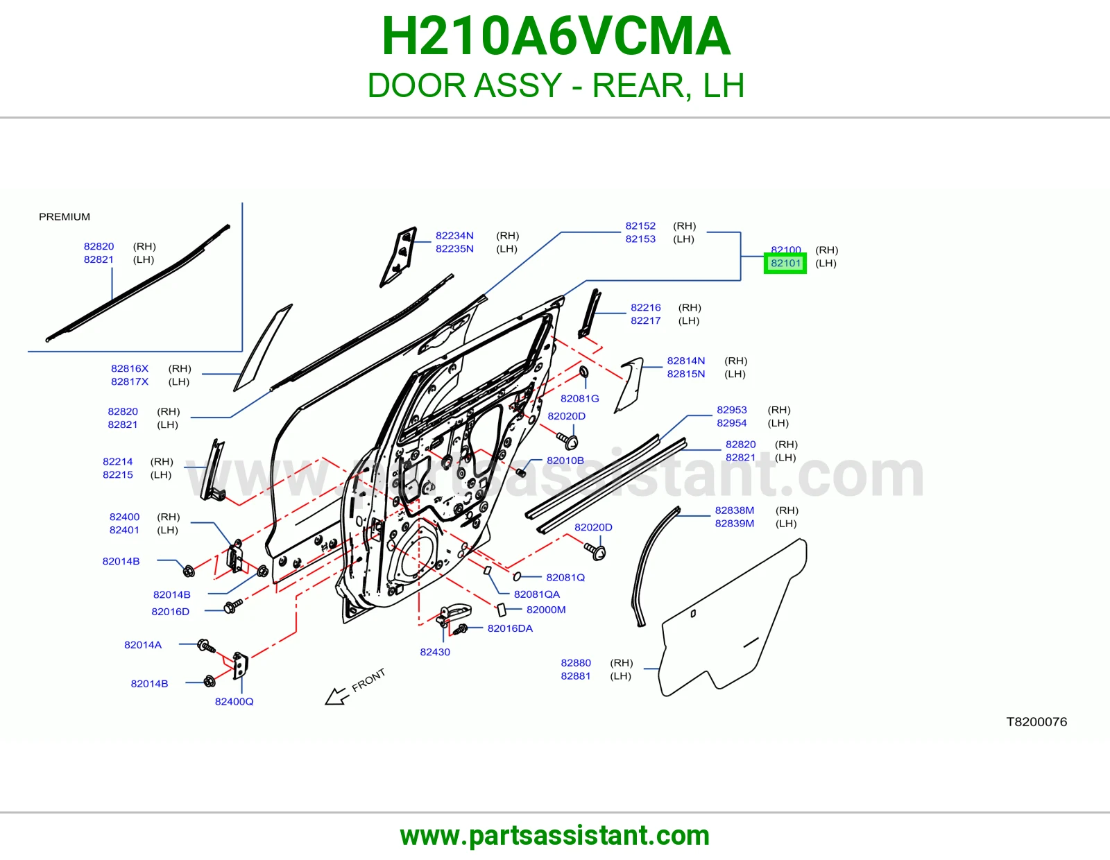باب خلفي يسار كامل H210A6VCMA