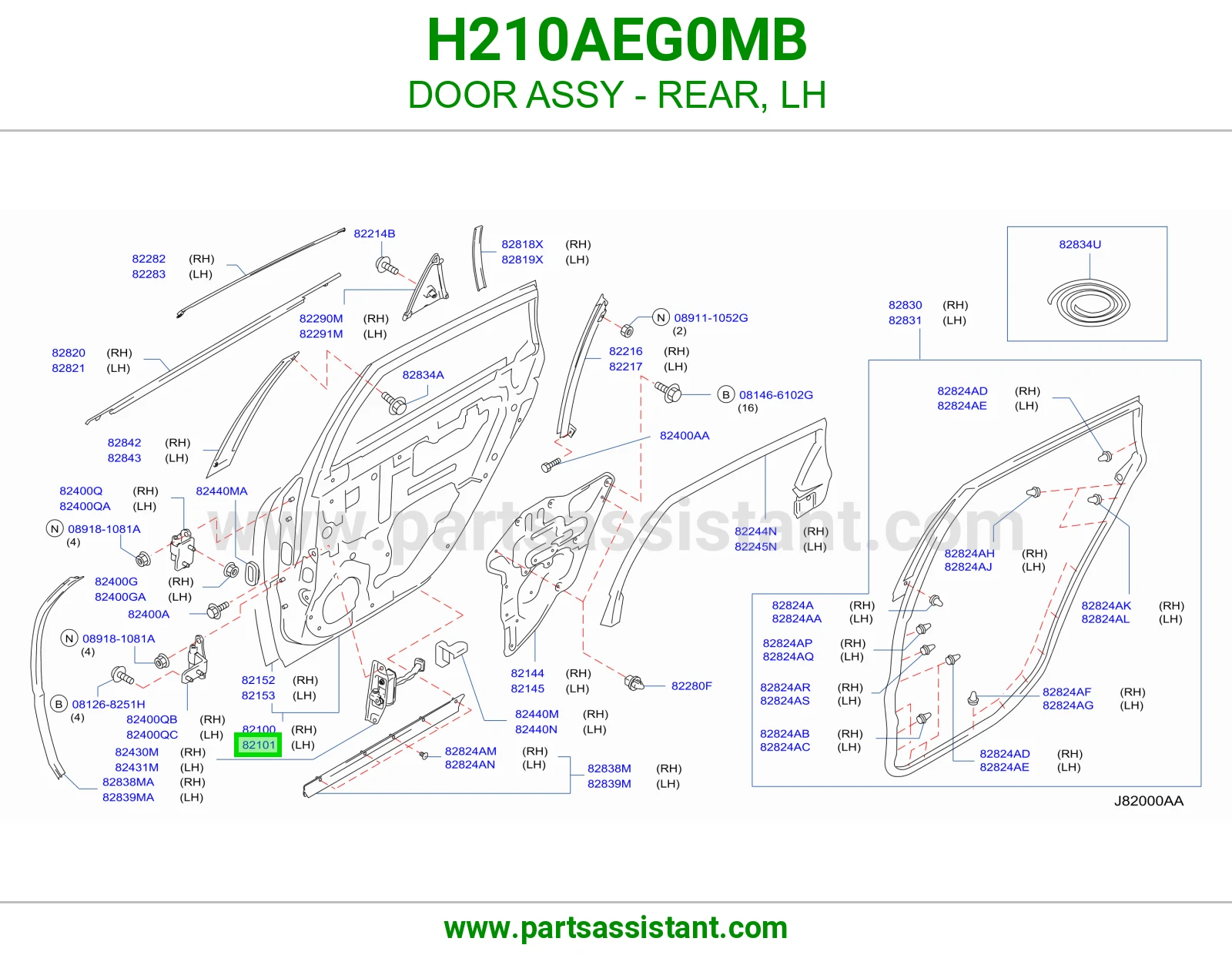 باب خلفي يسار كامل H210AEG0MB