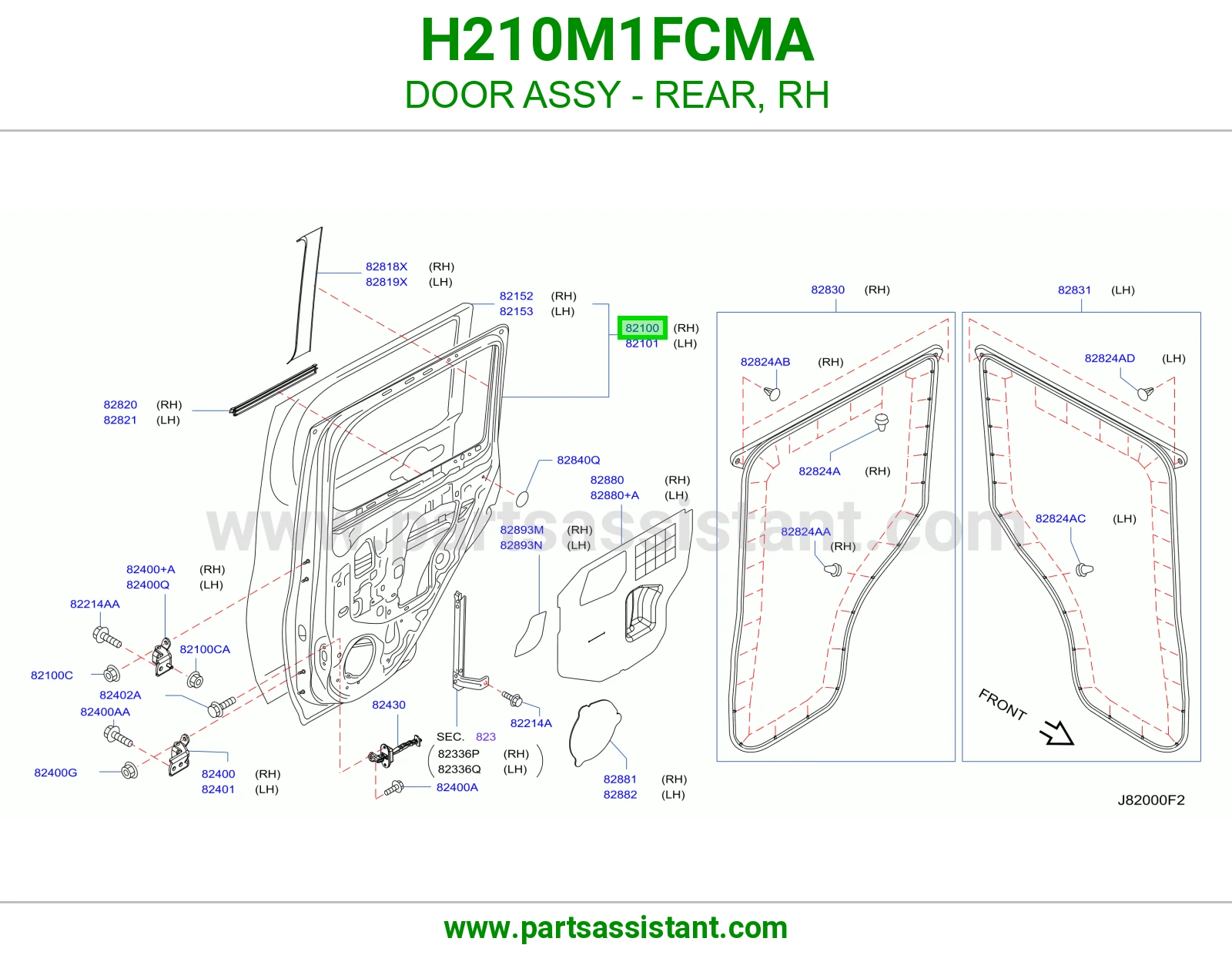 باب خلفي يمين كامل H210M1FCMA