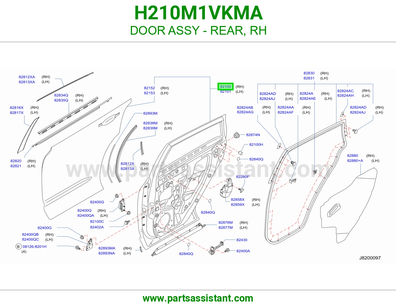 باب خلفي يمين كامل H210M1VKMA