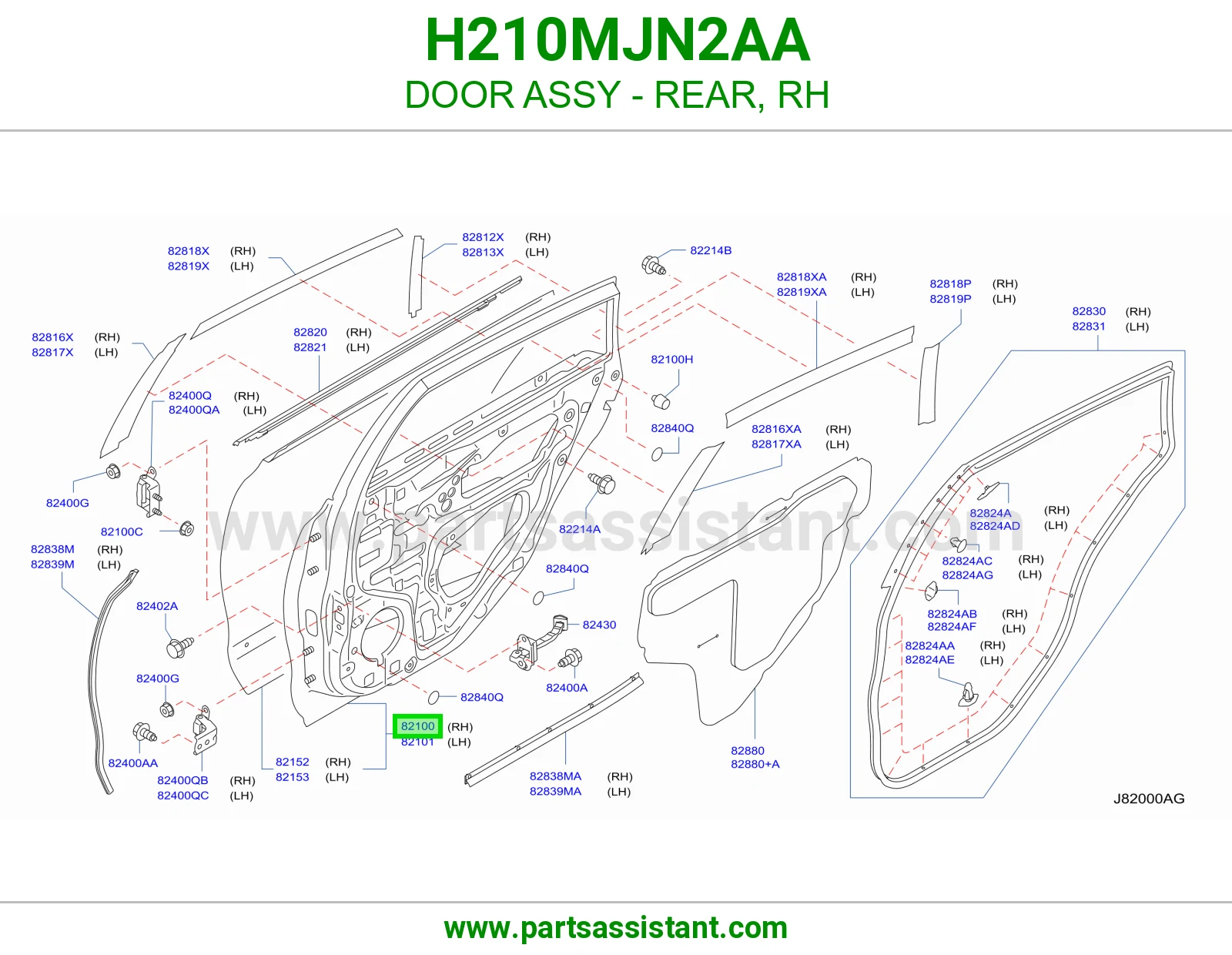 باب خلفي يمين كامل H210MJN2AA