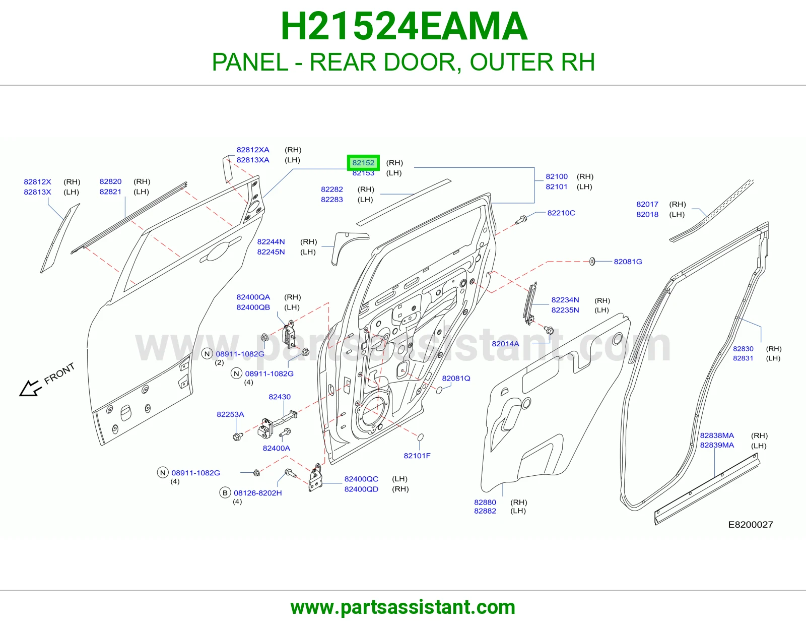 صاجة باب خلفي خارجي يمين H21524EAMA
