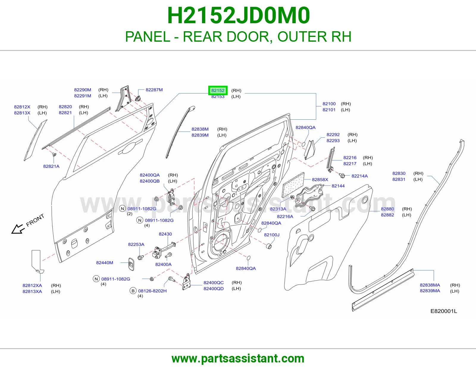 صاجة باب خلفي خارجي يمين H2152JD0M0