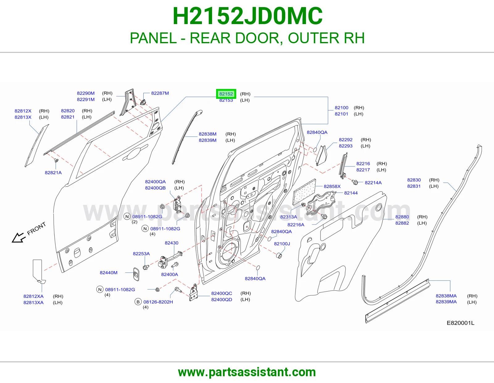 صاجة باب خلفي خارجي يمين H2152JD0MC