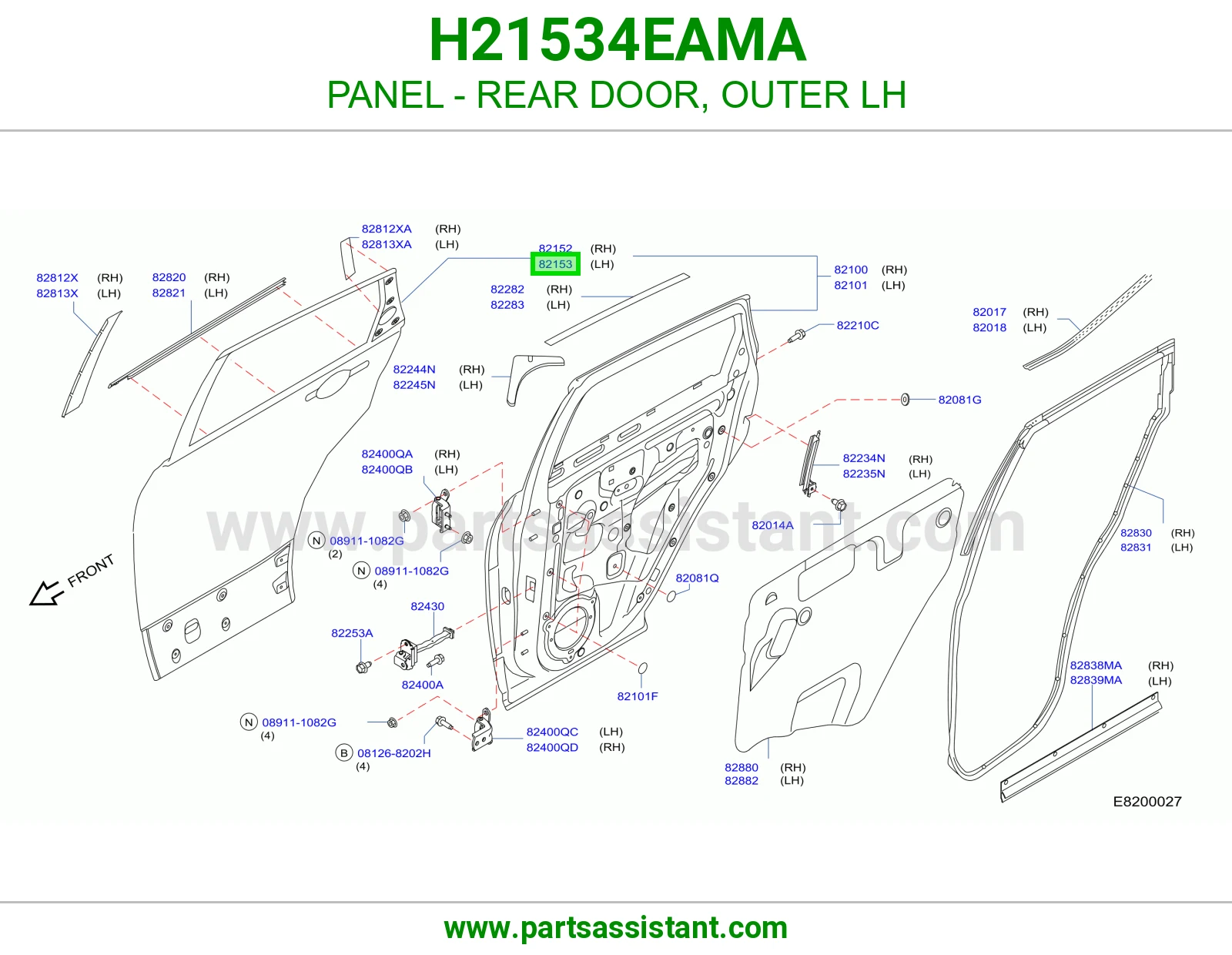 صاجة باب خلفي خارجي يسار H21534EAMA