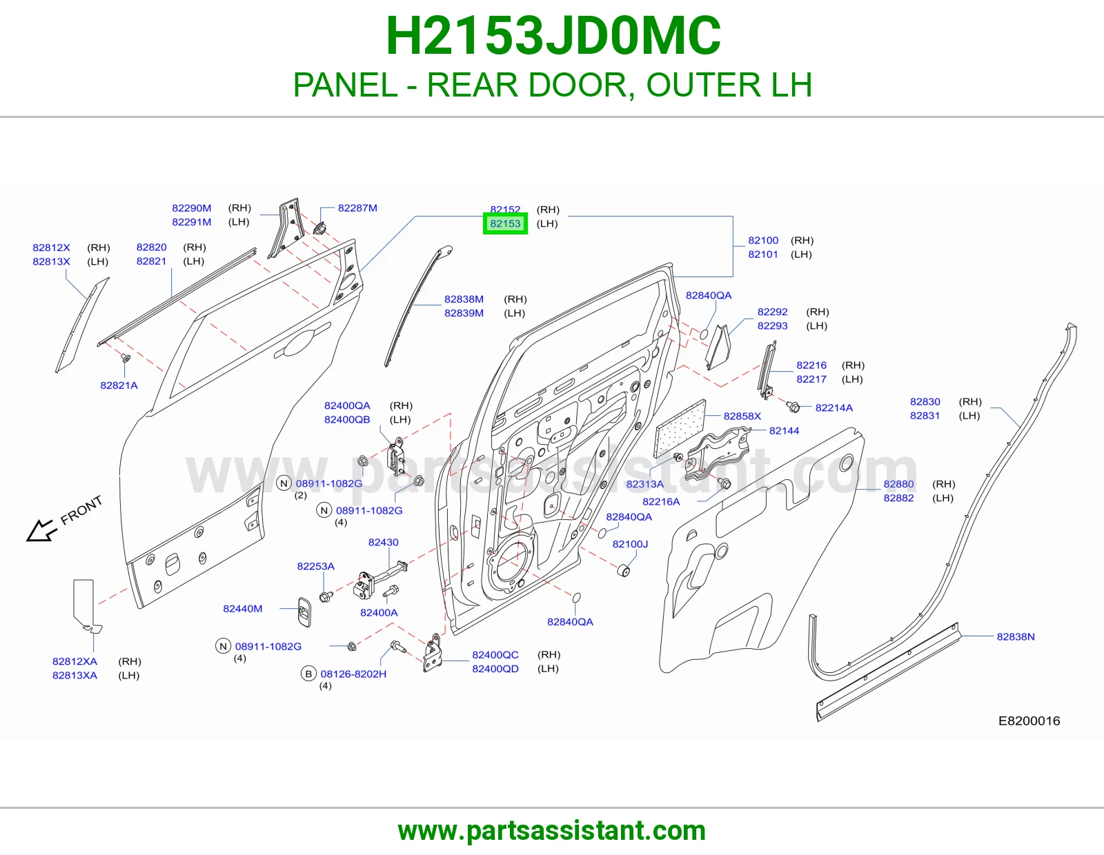 صاجة باب خلفي خارجي يسار H2153JD0MC